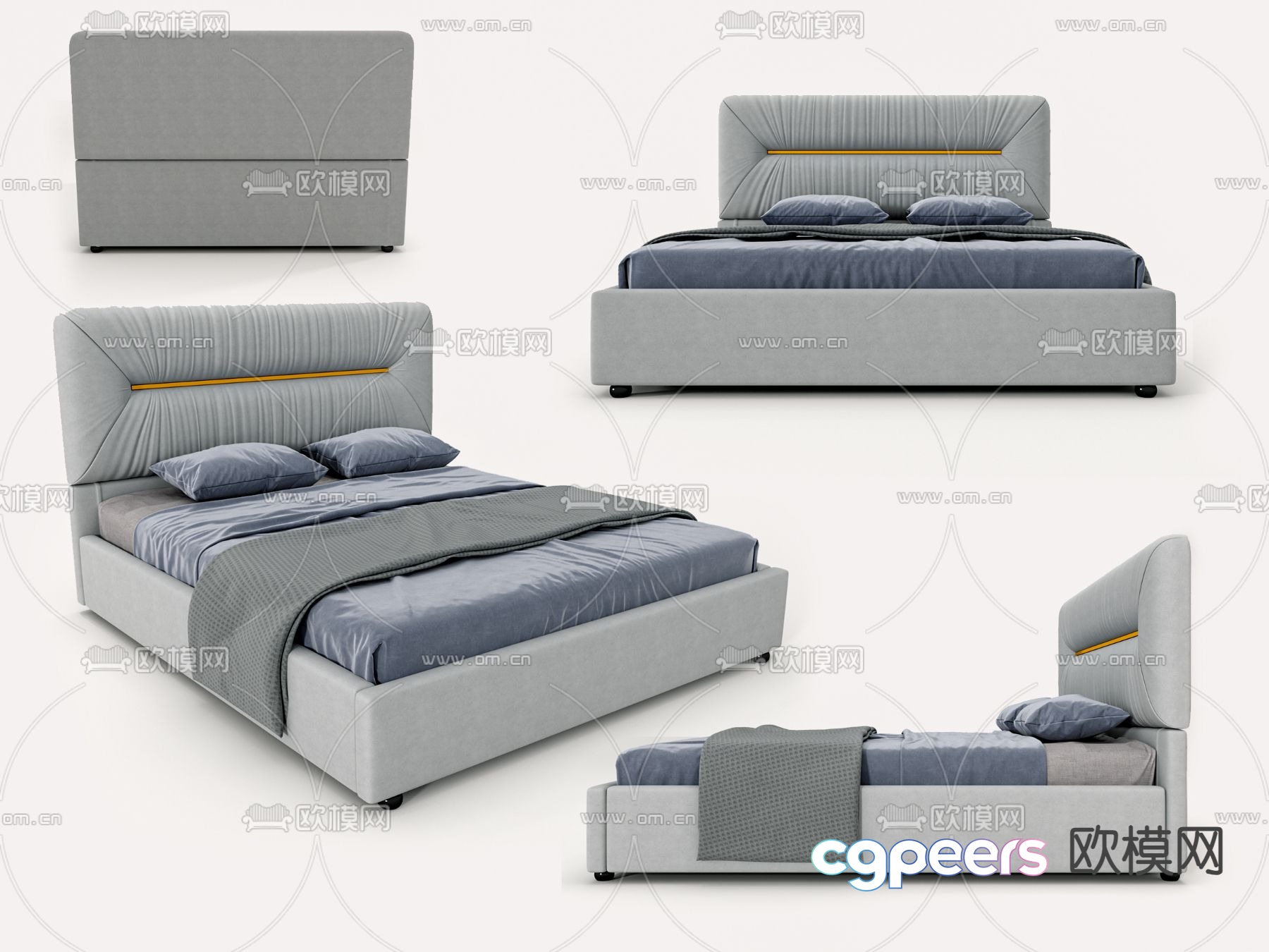 Modern double bed 3d model Modern double bed 3d model
