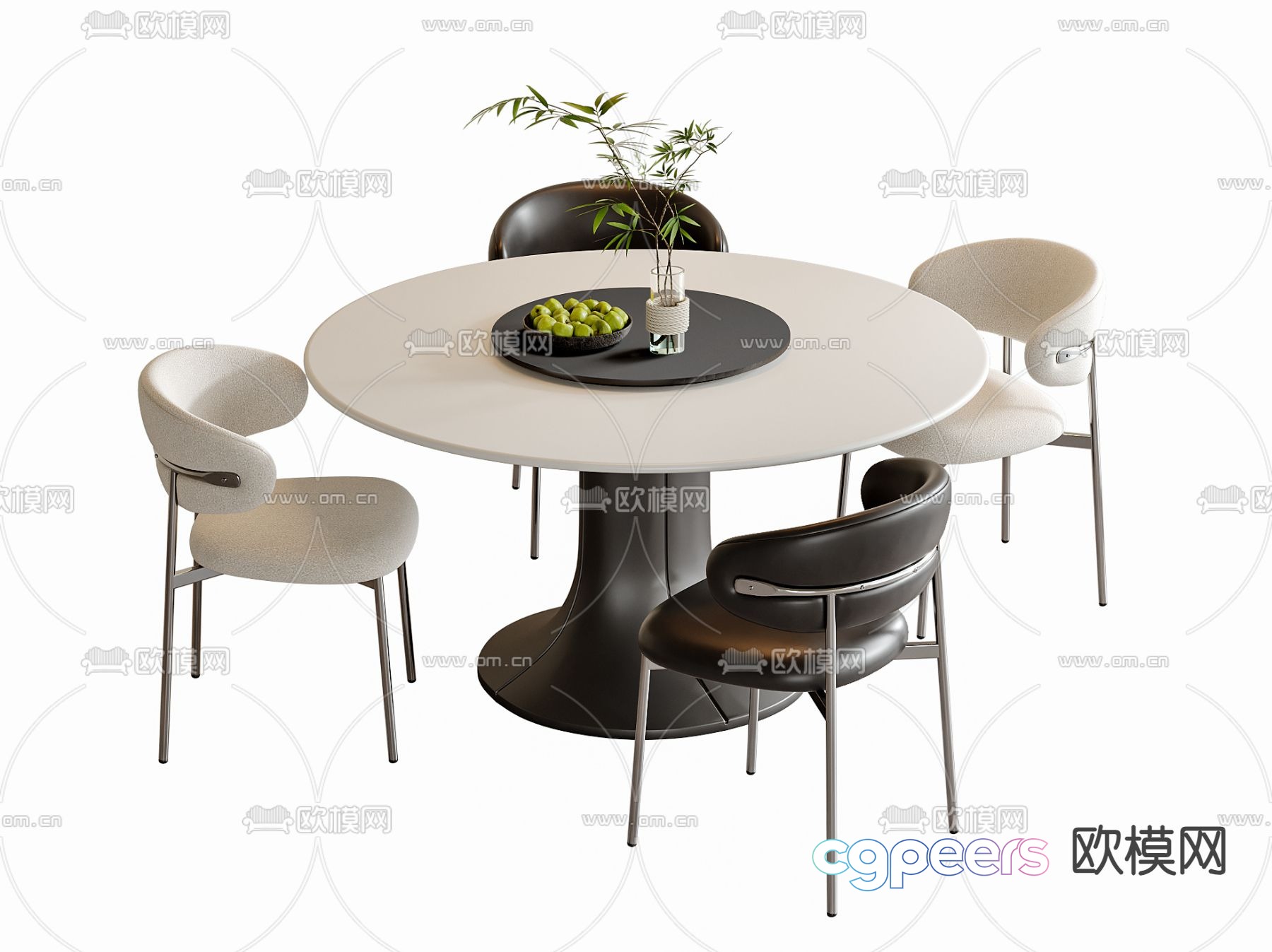 Round dining table and chairs 3d model Round dining table and chairs 3d model