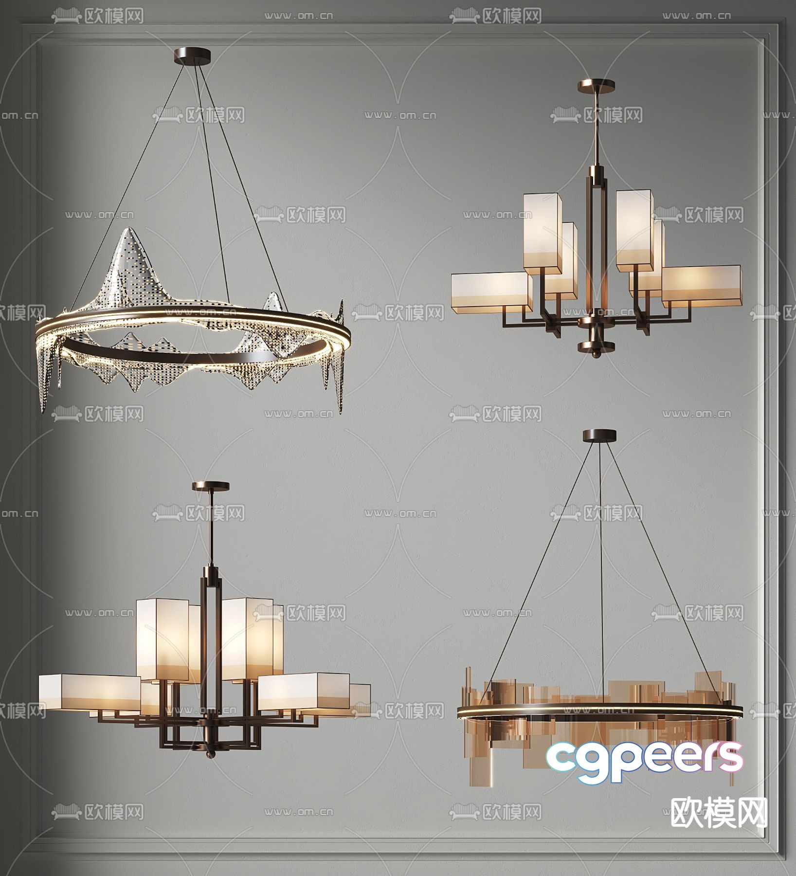 New Chinese style chandelier 3d model New Chinese style chandelier 3d model