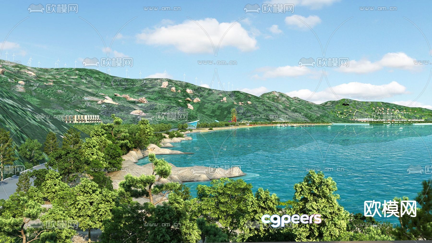Waterfront landscape park landscape 3d model Waterfront landscape park landscape 3d model