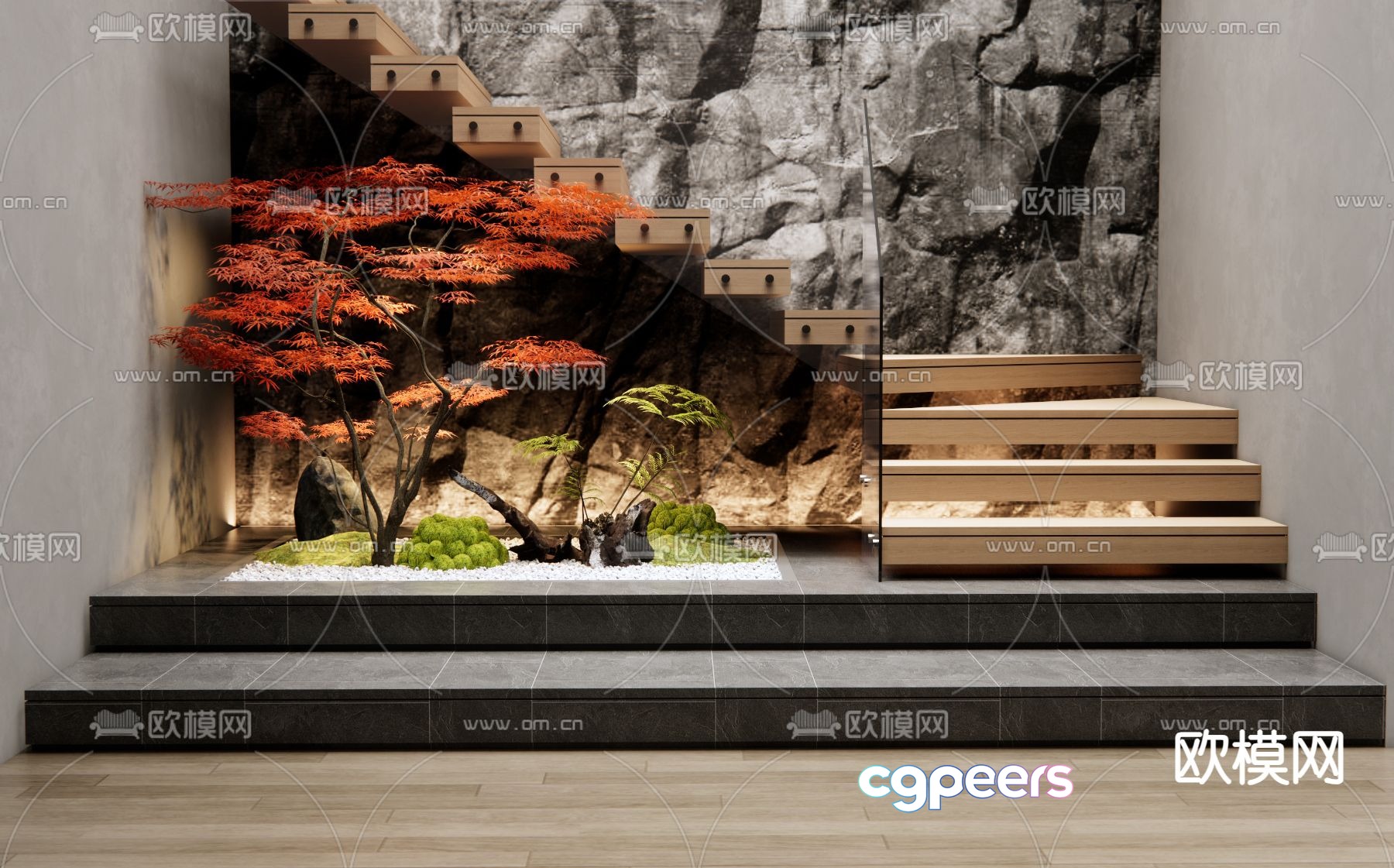 Stairwell landscaping courtyard sketch 3d model Stairwell landscaping courtyard sketch 3d model