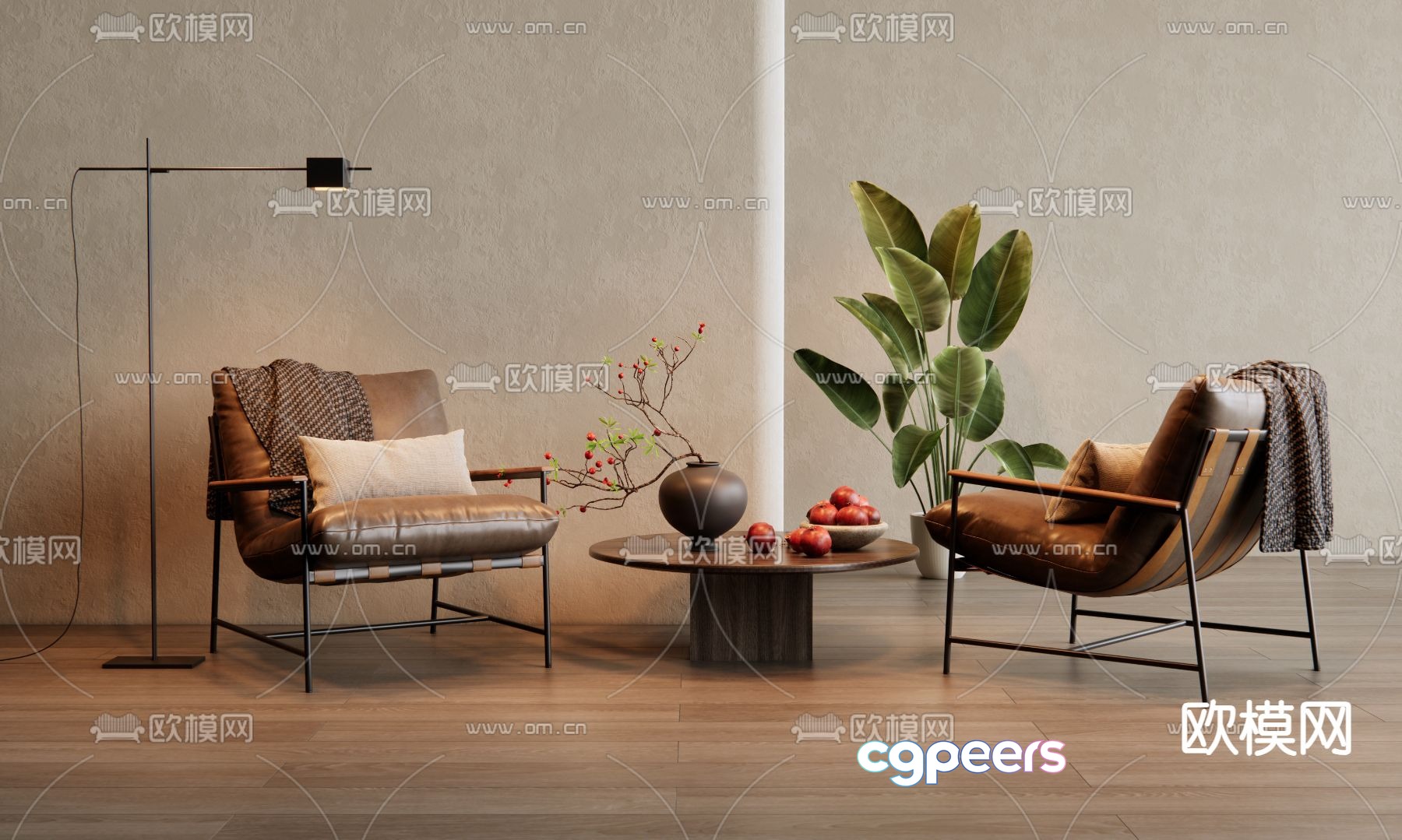 Leather sofa chair leisure chair table 3d model Leather sofa chair leisure chair table 3d model