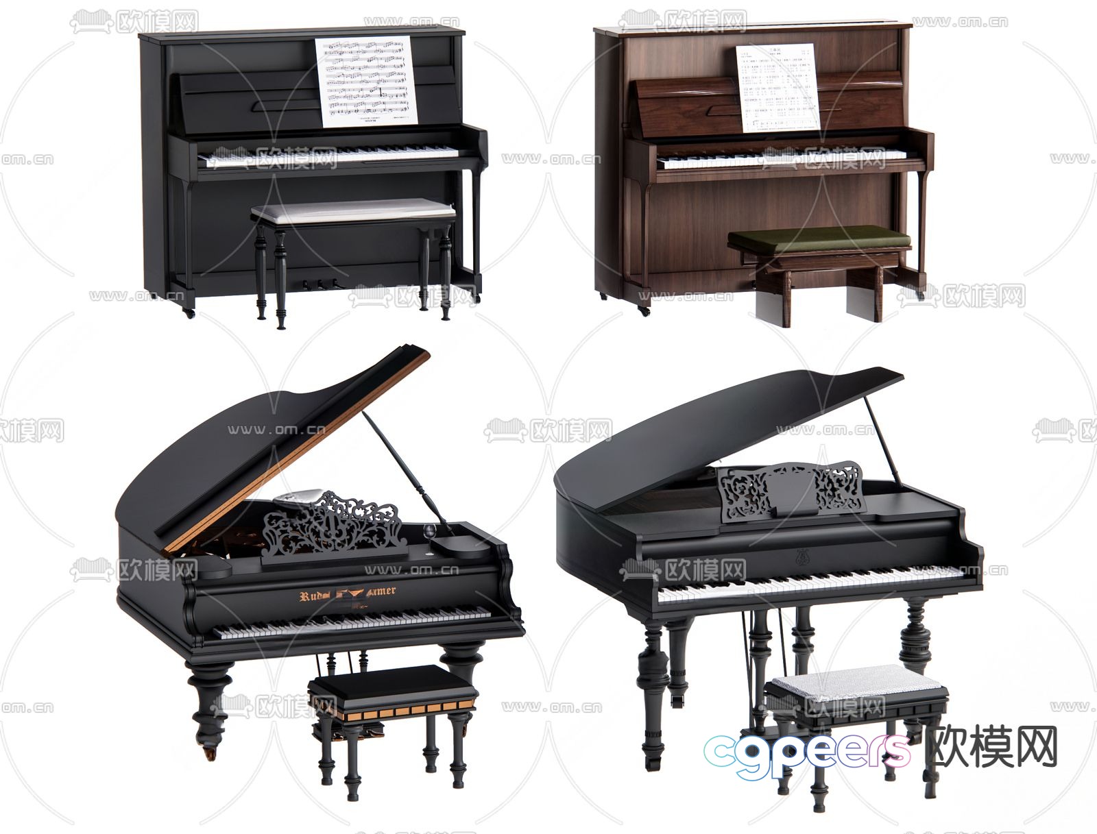 European piano 3d model European piano 3d model