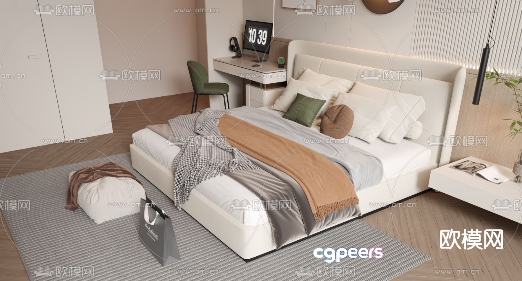 Modern double bed 3d model Modern double bed 3d model