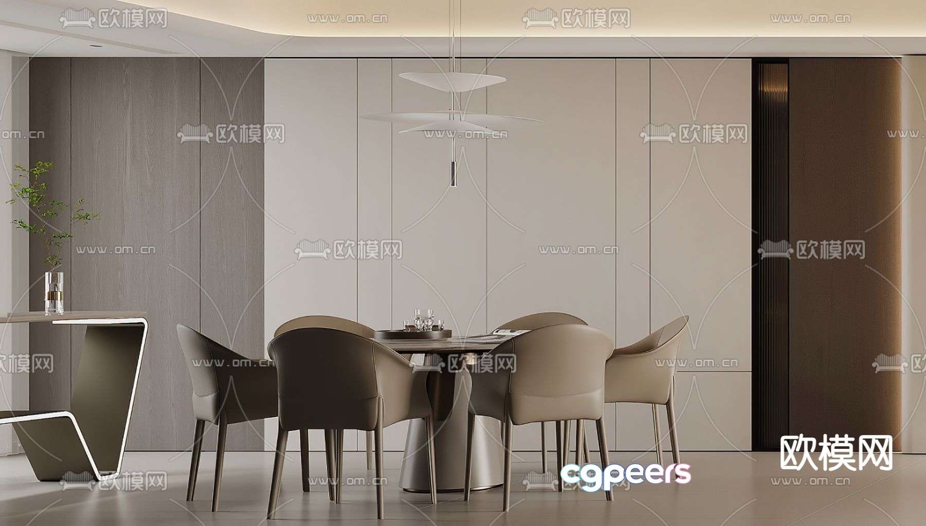 Round dining table and chairs 3d model Round dining table and chairs 3d model