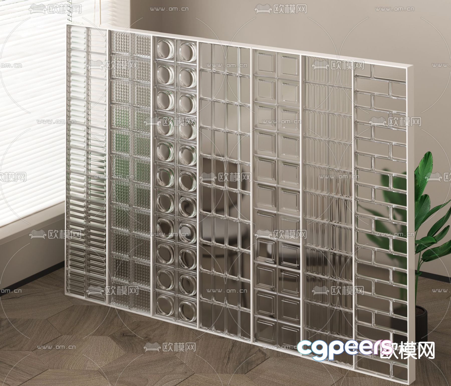 3D model of glass brick partition 3D model of glass brick partition
