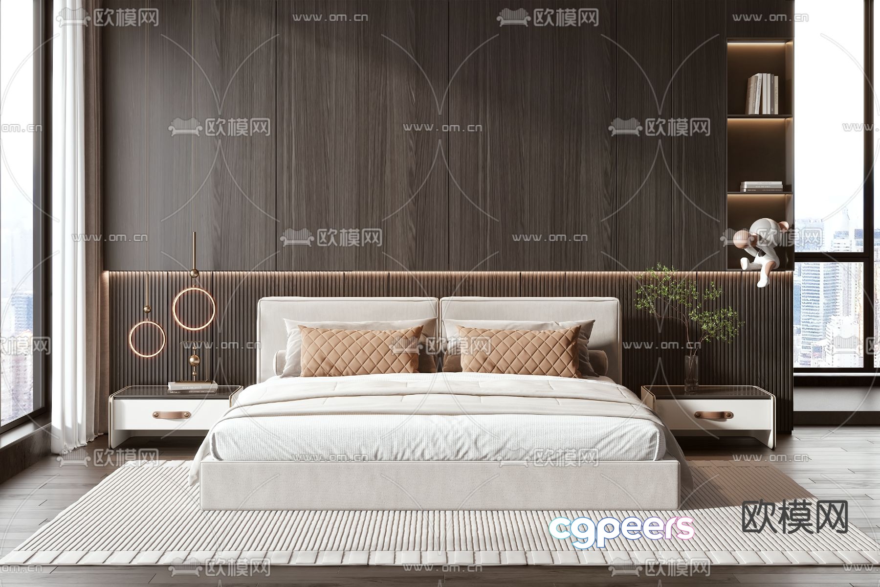 Modern double bed 3d model Modern double bed 3d model