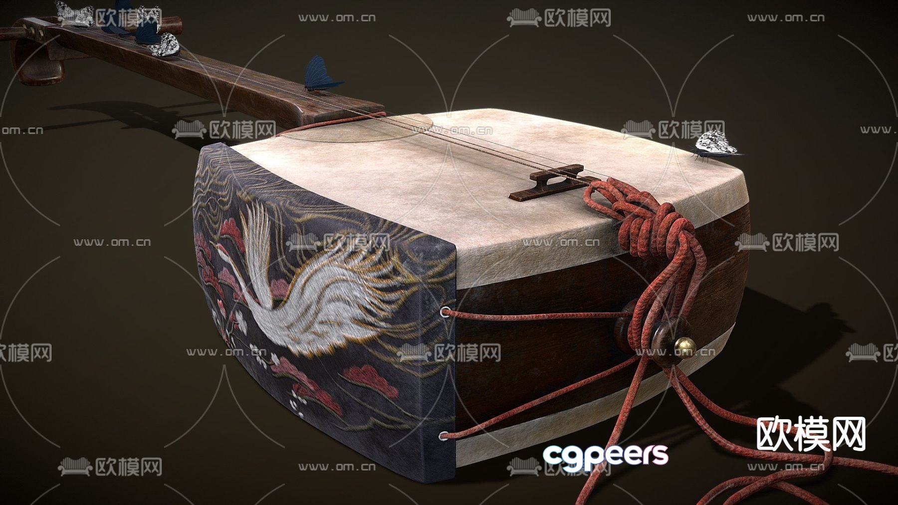 Chinese Erhu musical instrument 3d model Chinese Erhu musical instrument 3d model