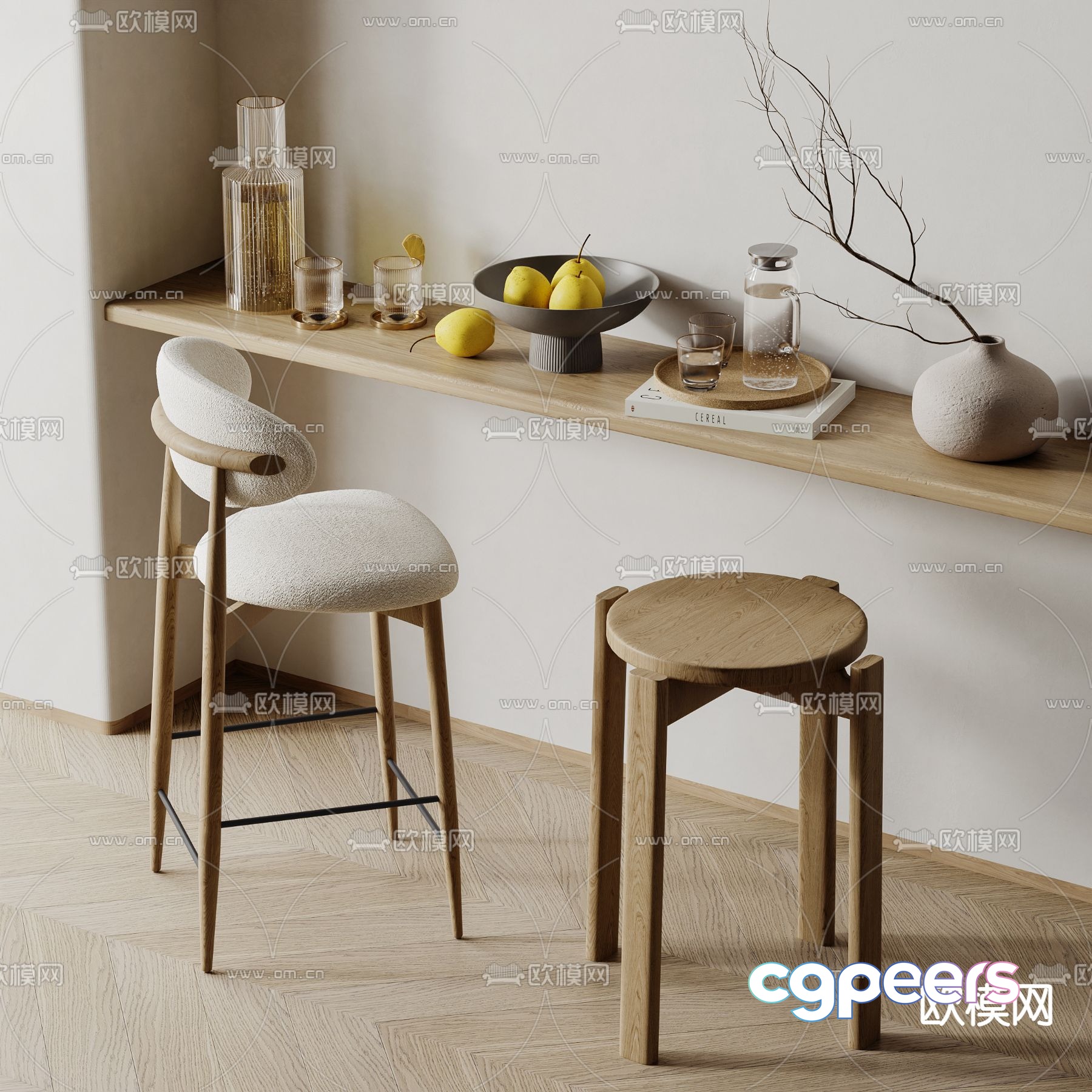 Nordic bar stool bar stool high stool 3d model Nordic bar stool bar stool high stool 3d model