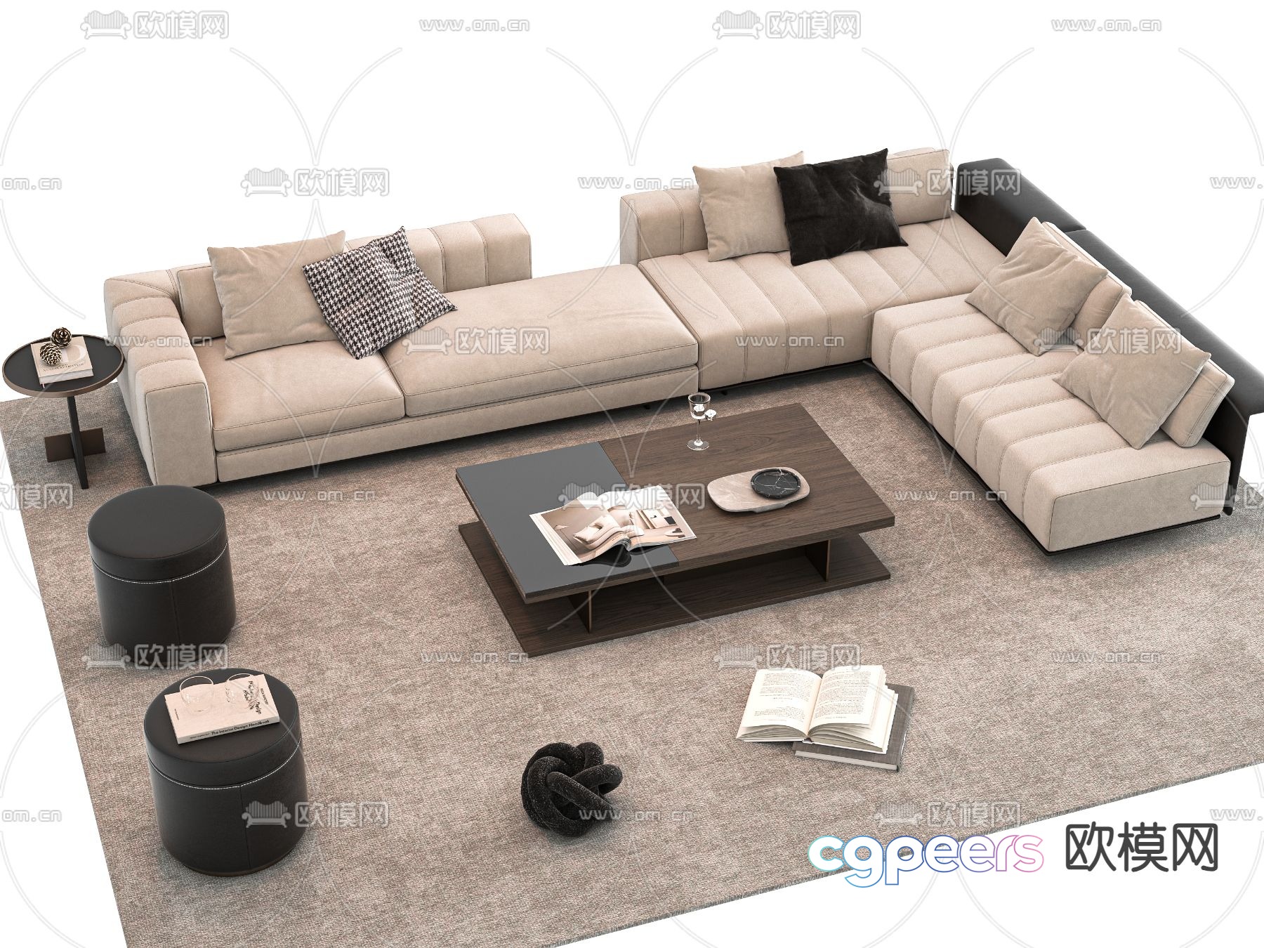 Modern sectional sofa 3d model Modern sectional sofa 3d model
