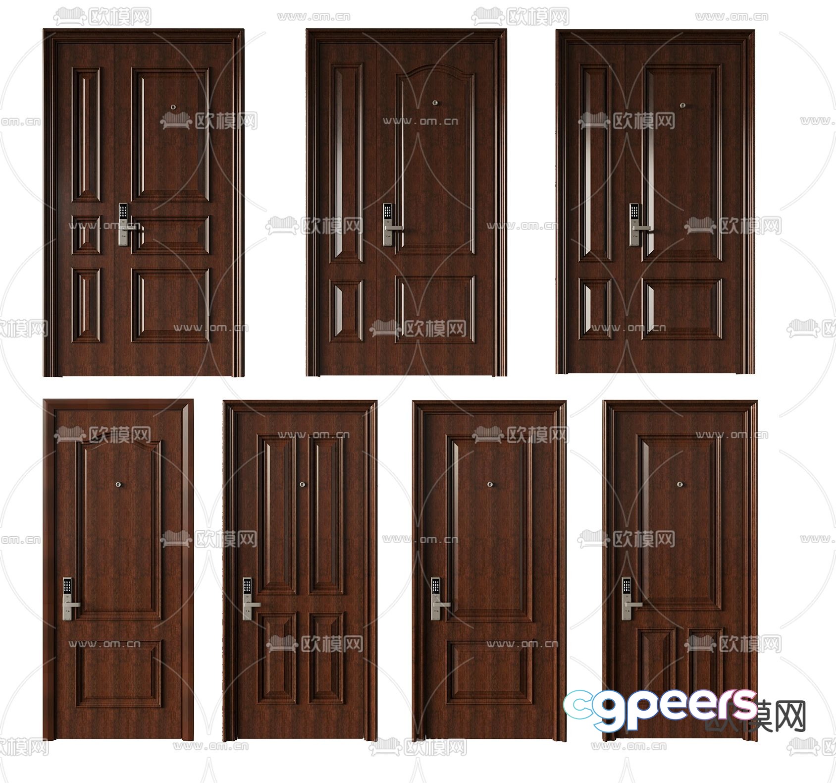 Entry door security door double and double door 3D model Entry door security door double and double door 3D model
