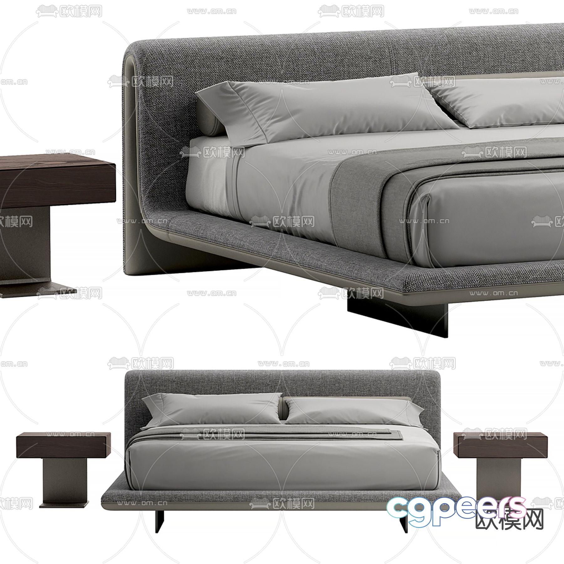 Modern double bed 3d model Modern double bed 3d model