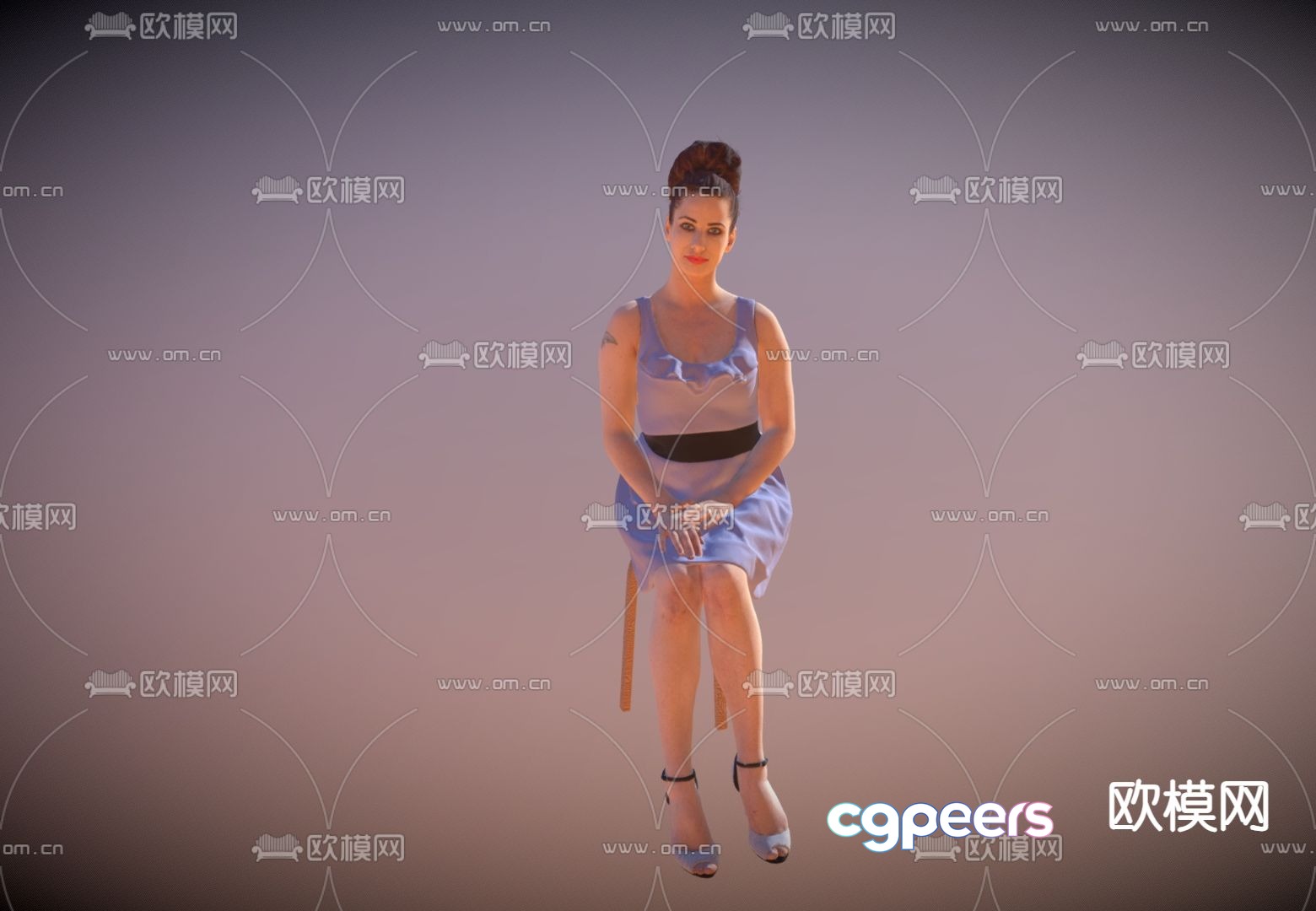 Elegant and dignified lady sitting on chair 3d model Elegant and dignified lady sitting on chair 3d model