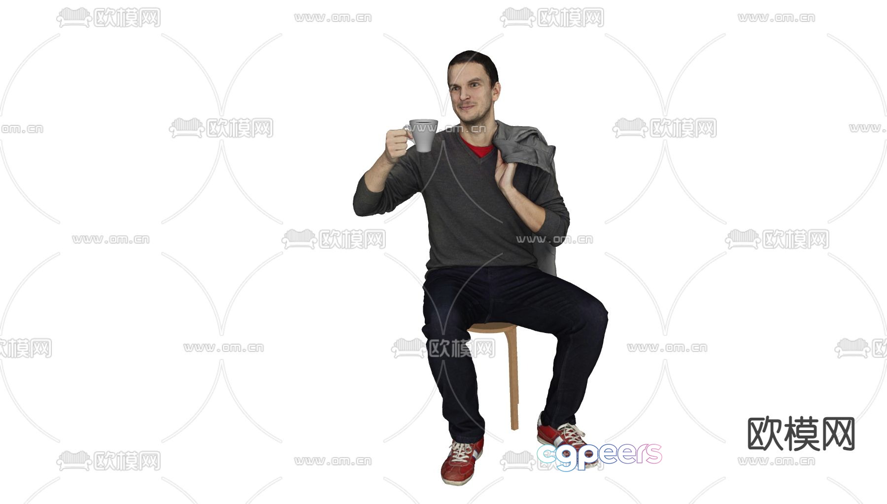 Drinking water man 3d model Drinking water man 3d model