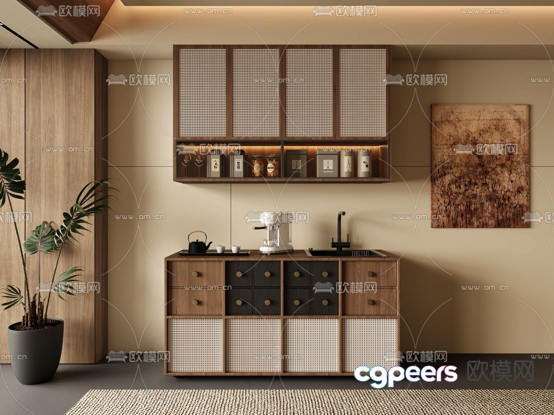 Middle-aged tea cabinet 3D model Middle-aged tea cabinet 3D model