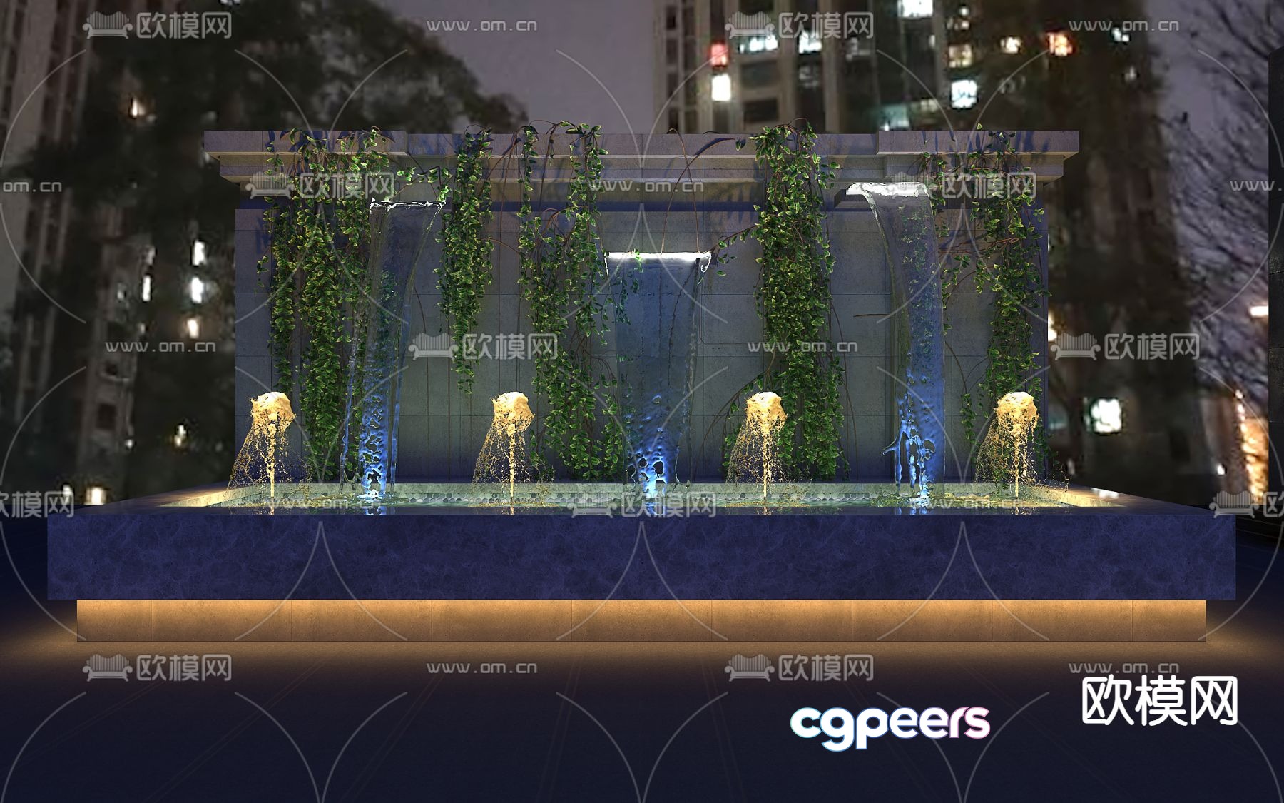 Community fountain waterscape sketch 3D model Community fountain waterscape sketch 3D model