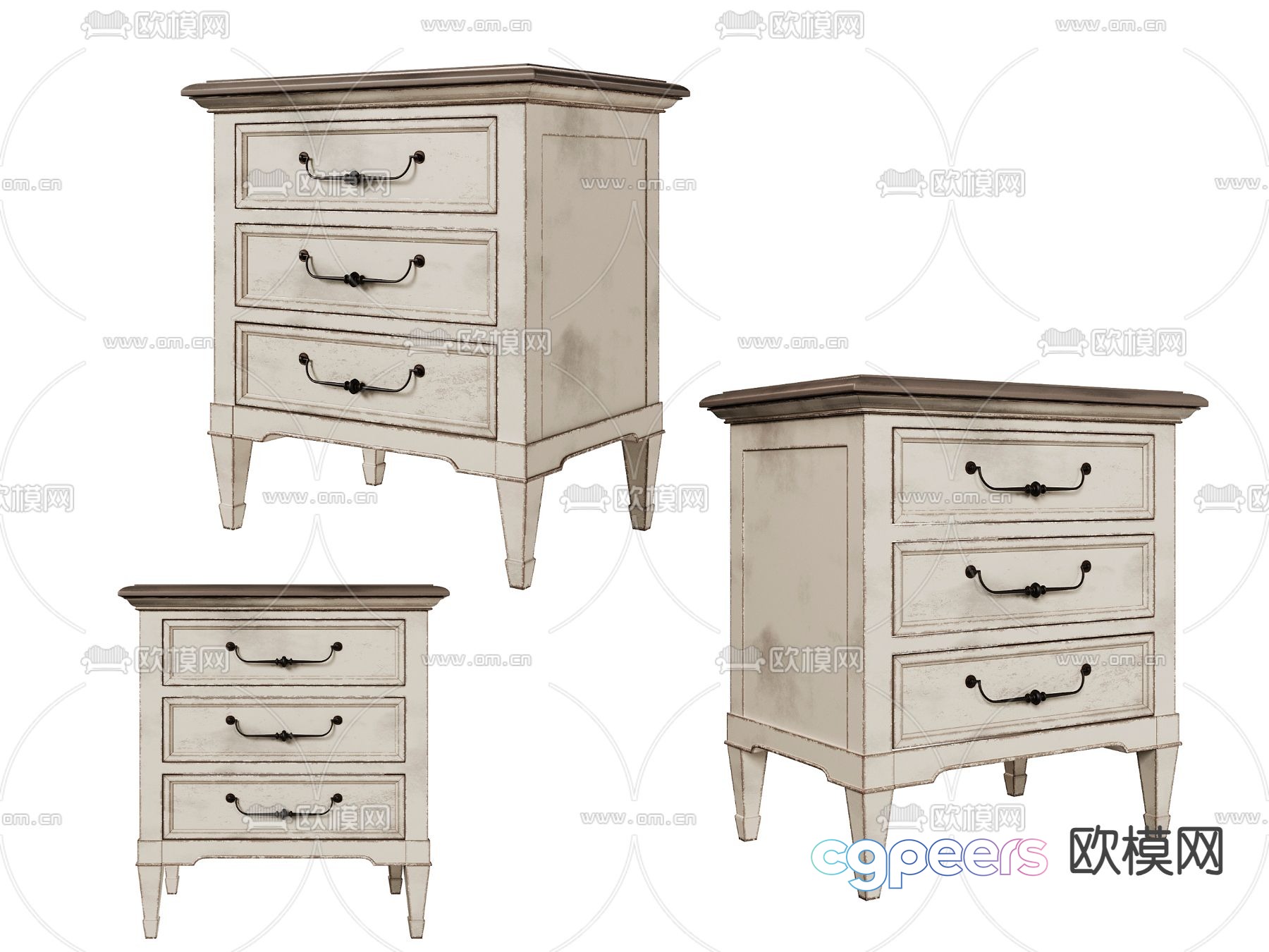 American bedside table 3d model American bedside table 3d model