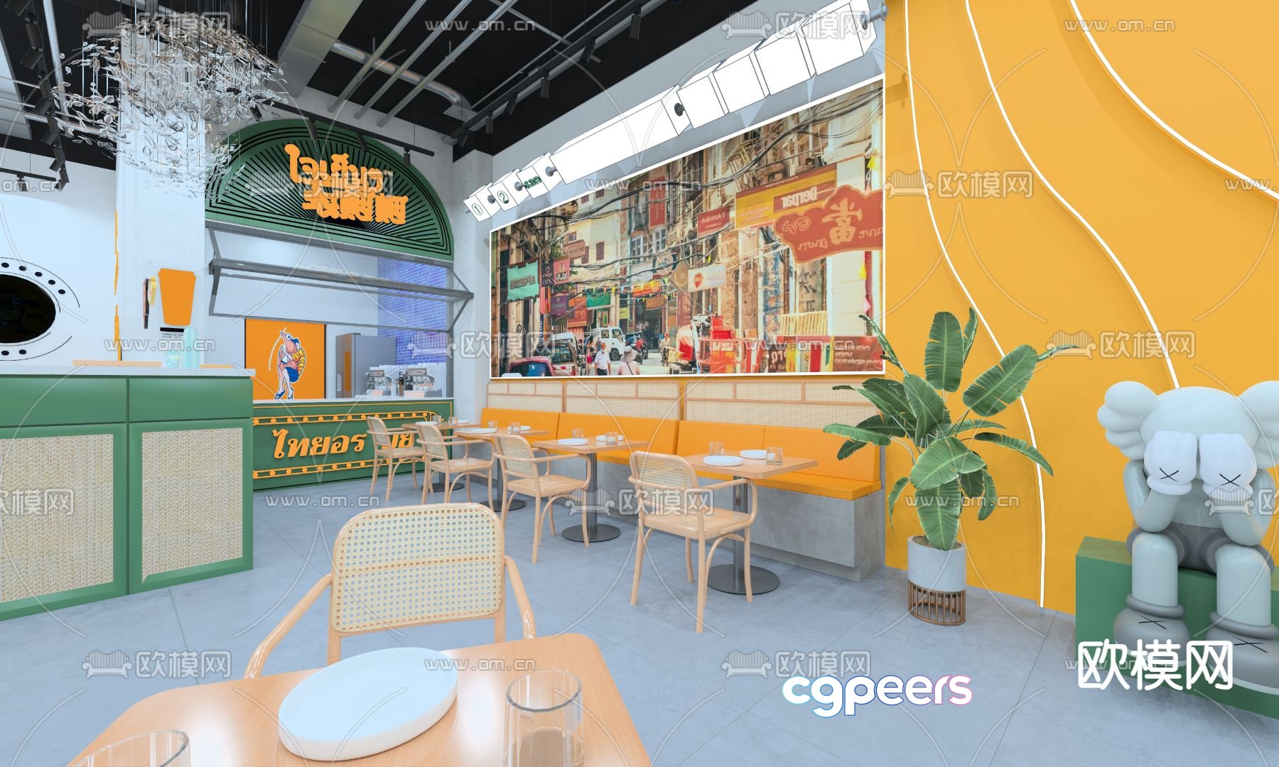 Modern Thai food restaurant 3d model Modern Thai food restaurant 3d model