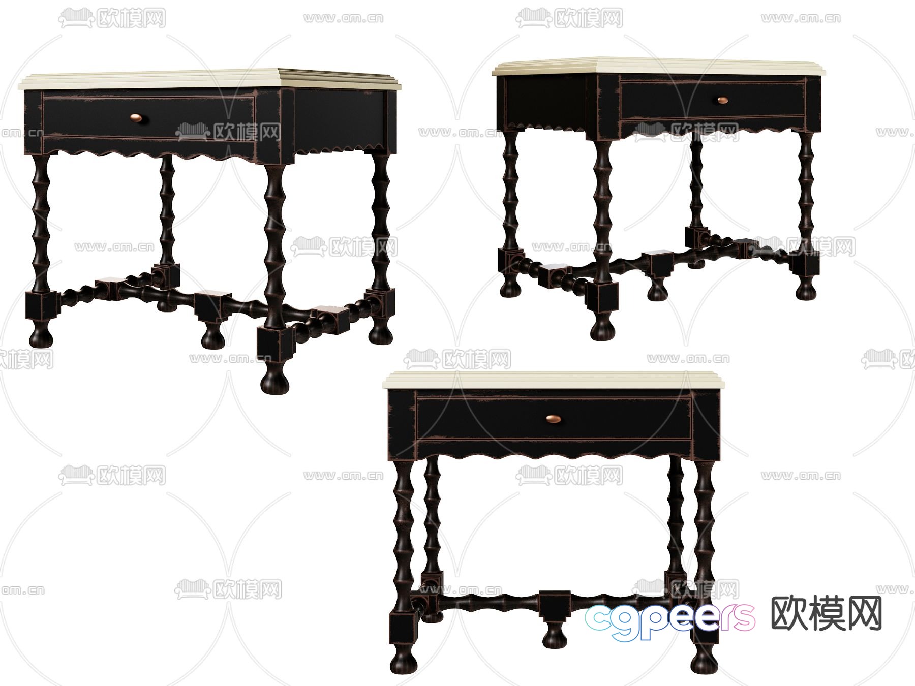 American bedside table 3d model American bedside table 3d model