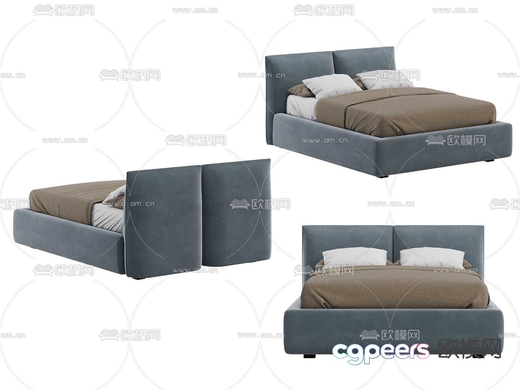 Modern double bed 3d model Modern double bed 3d model