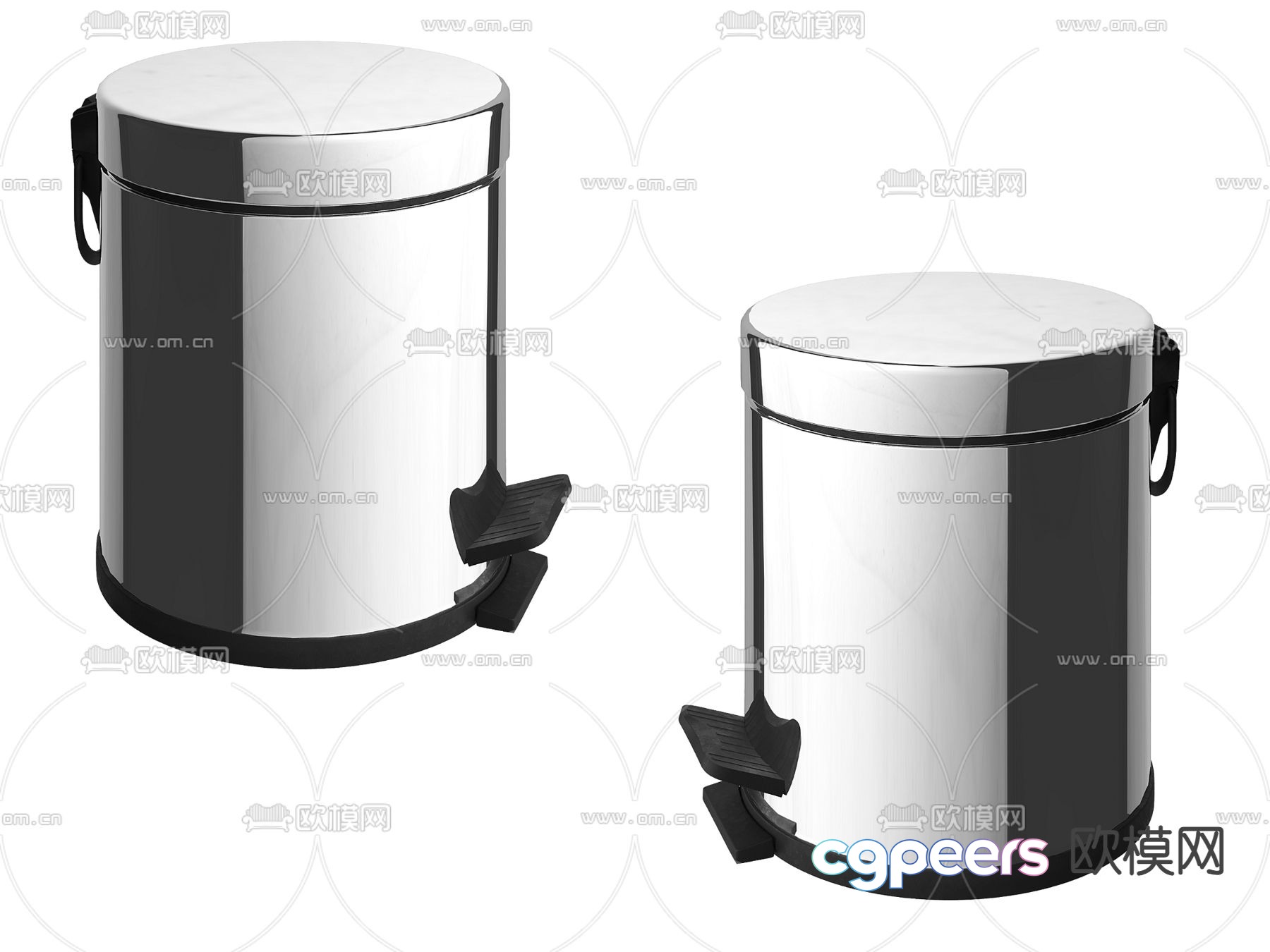 Round trash can Stainless Steel Trash can 3D model Round trash can Stainless Steel Trash can 3D model