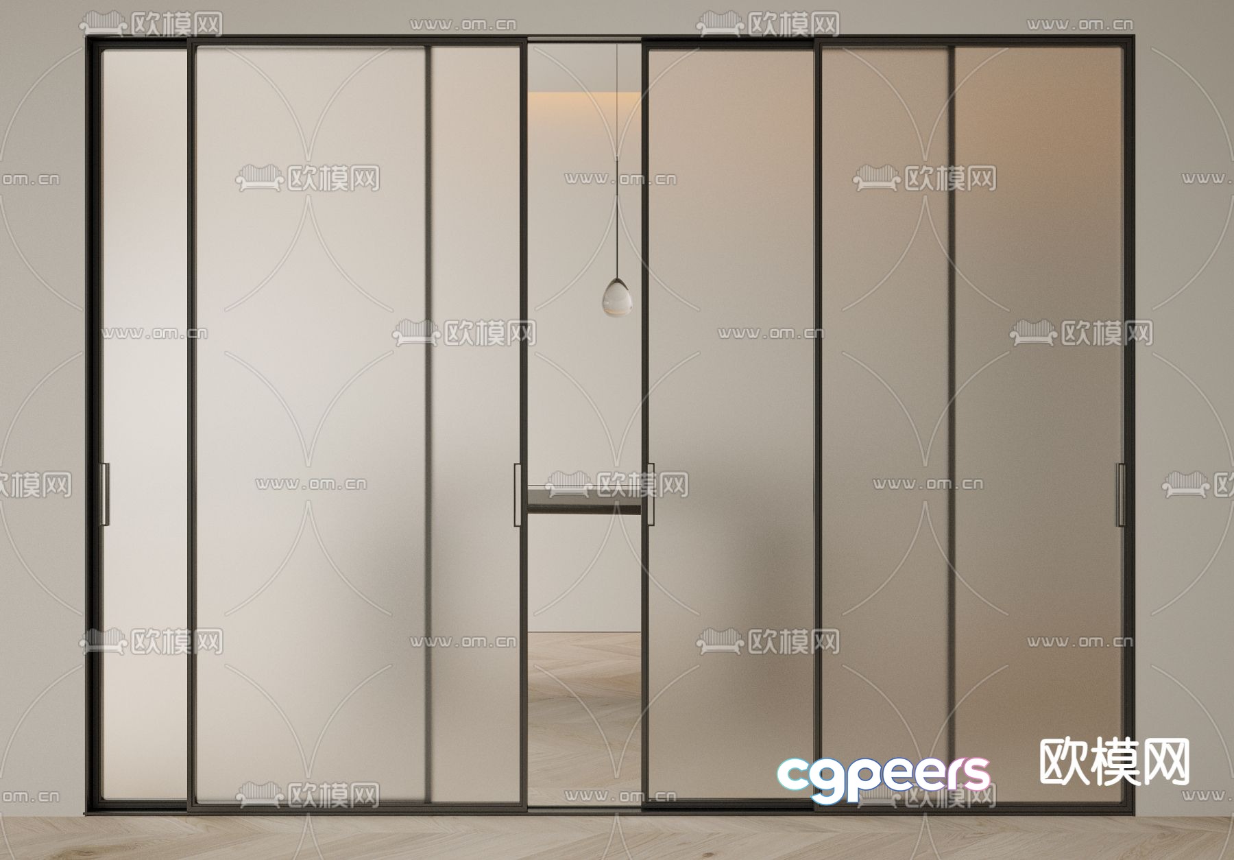 Frosted glass door sliding door kitchen door 3d model Frosted glass door sliding door kitchen door 3d model