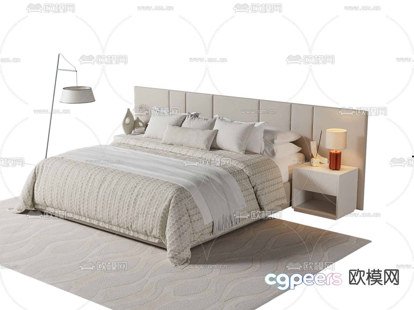 Modern double bed 3d model Modern double bed 3d model