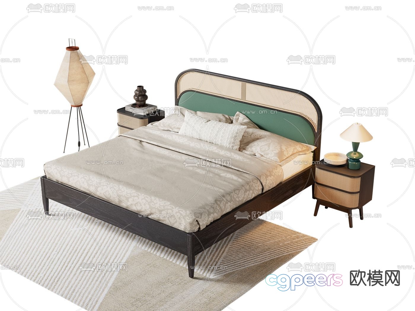 Medieval style double bed 3d model Medieval style double bed 3d model