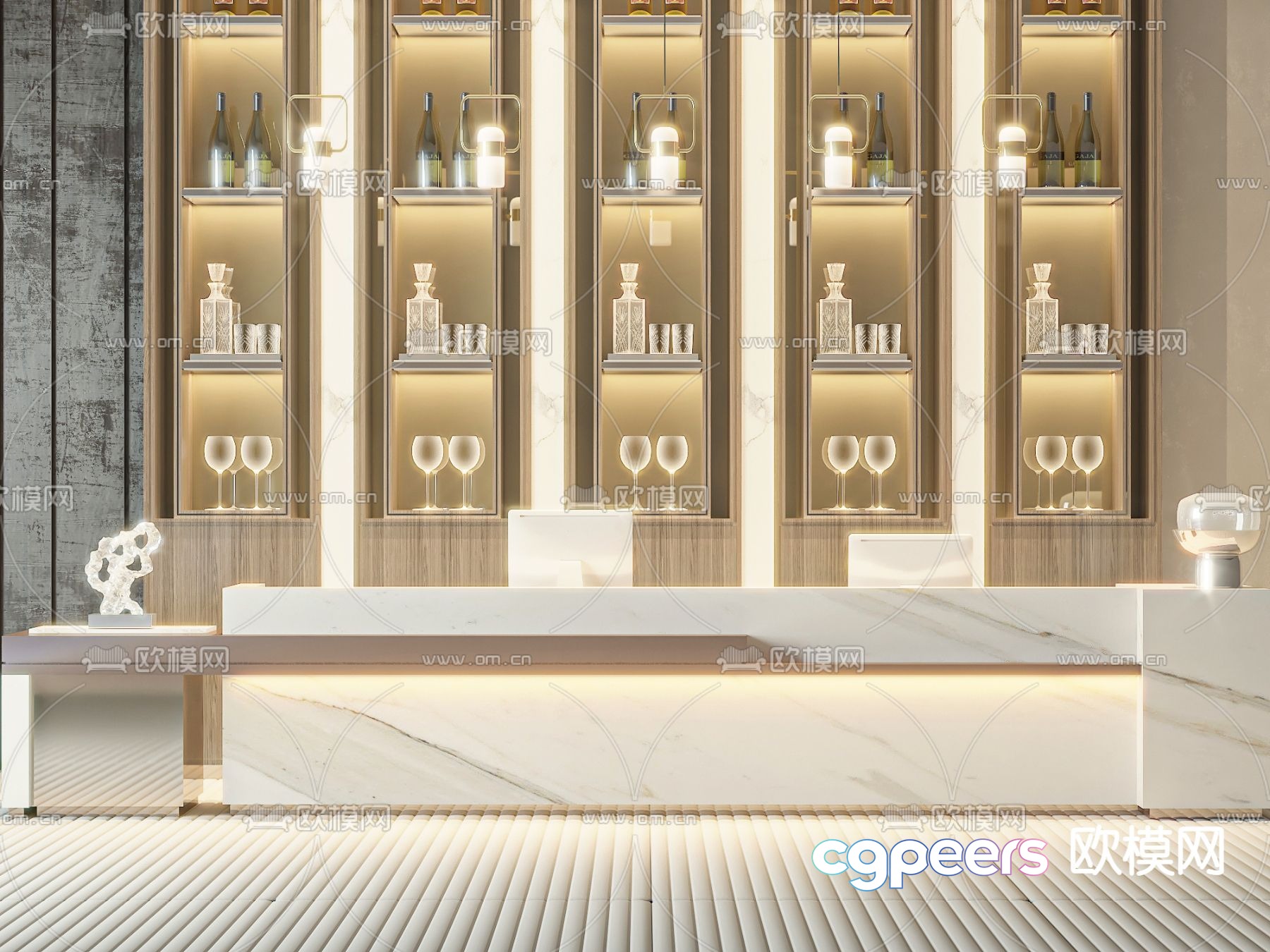 Reception desk service front desk 3d model Reception desk service front desk 3d model