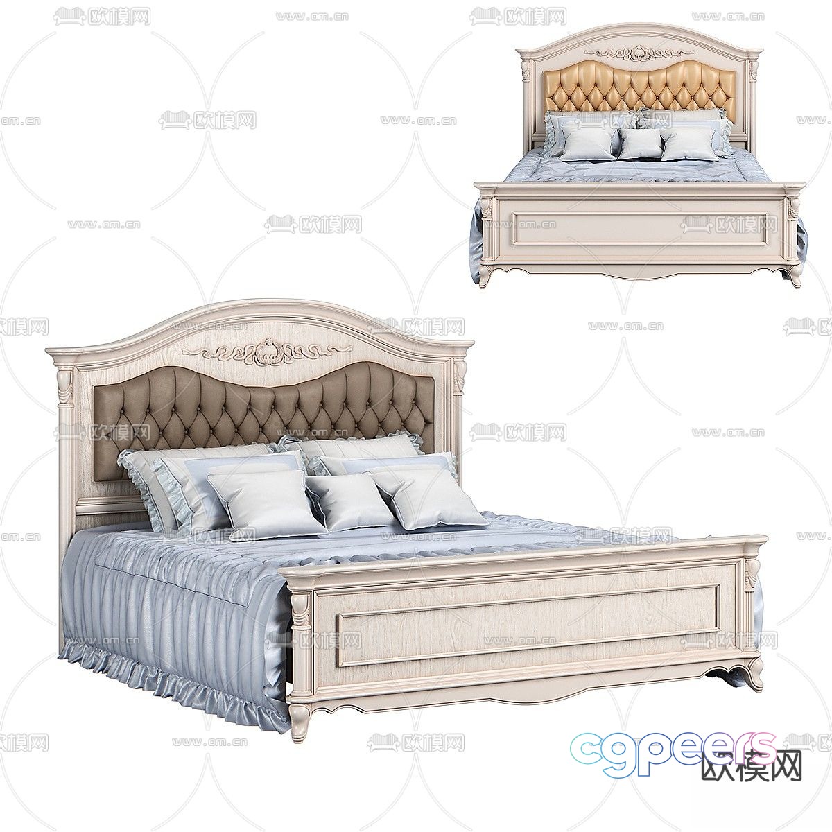 Simple European double bed 3d model Simple European double bed 3d model