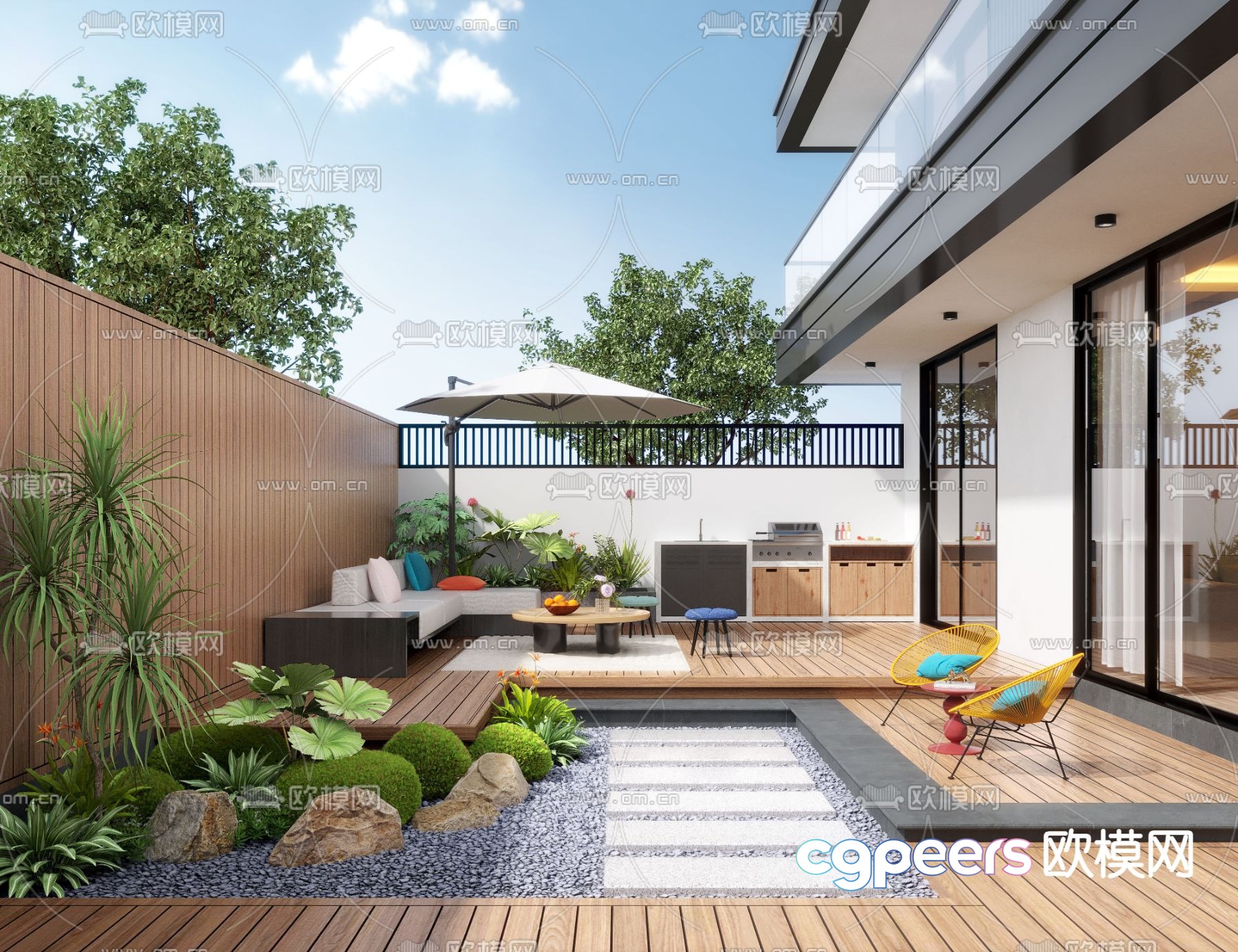 Villa courtyard garden 3d model Villa courtyard garden 3d model