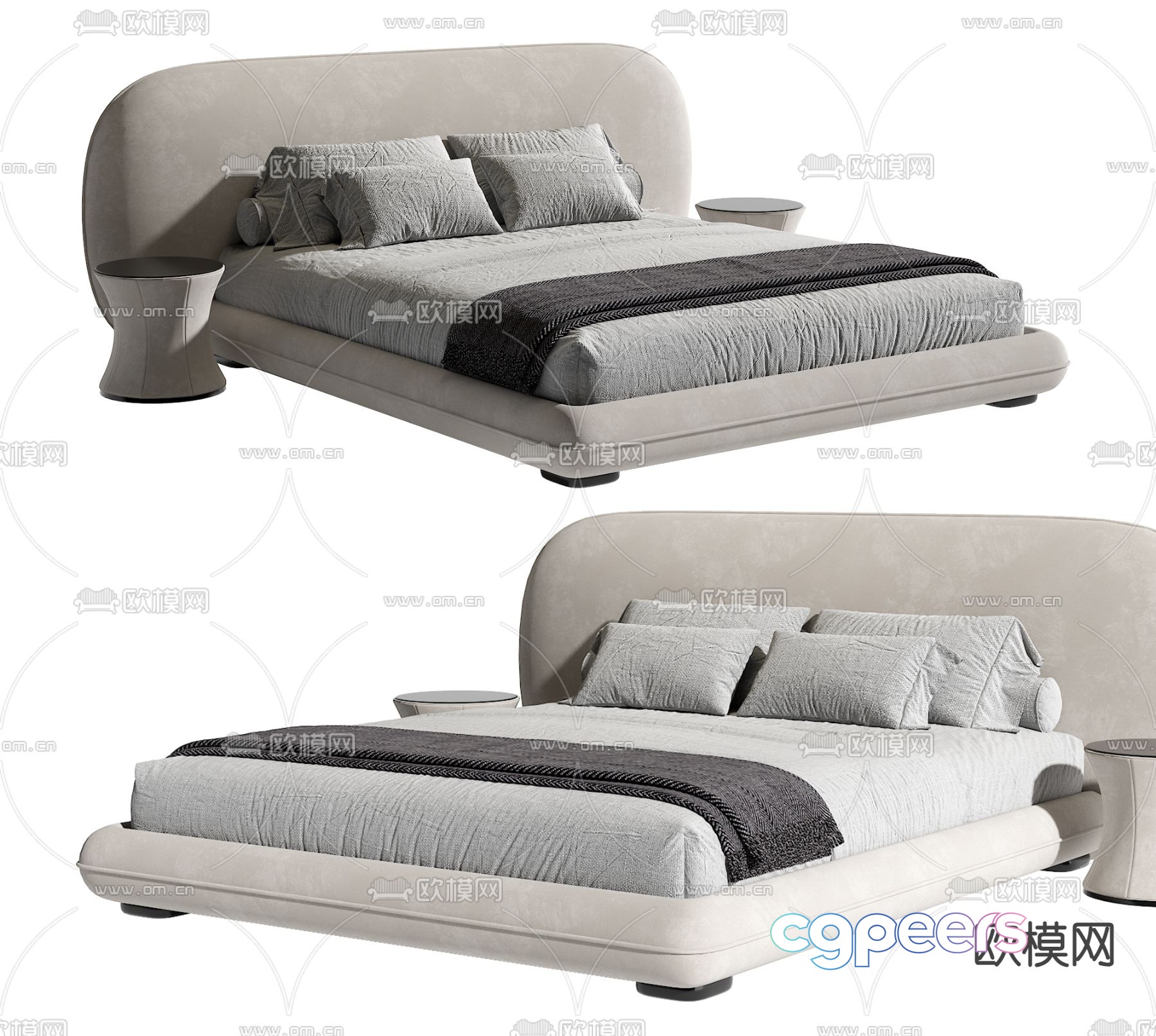 Modern double bed 3d model Modern double bed 3d model