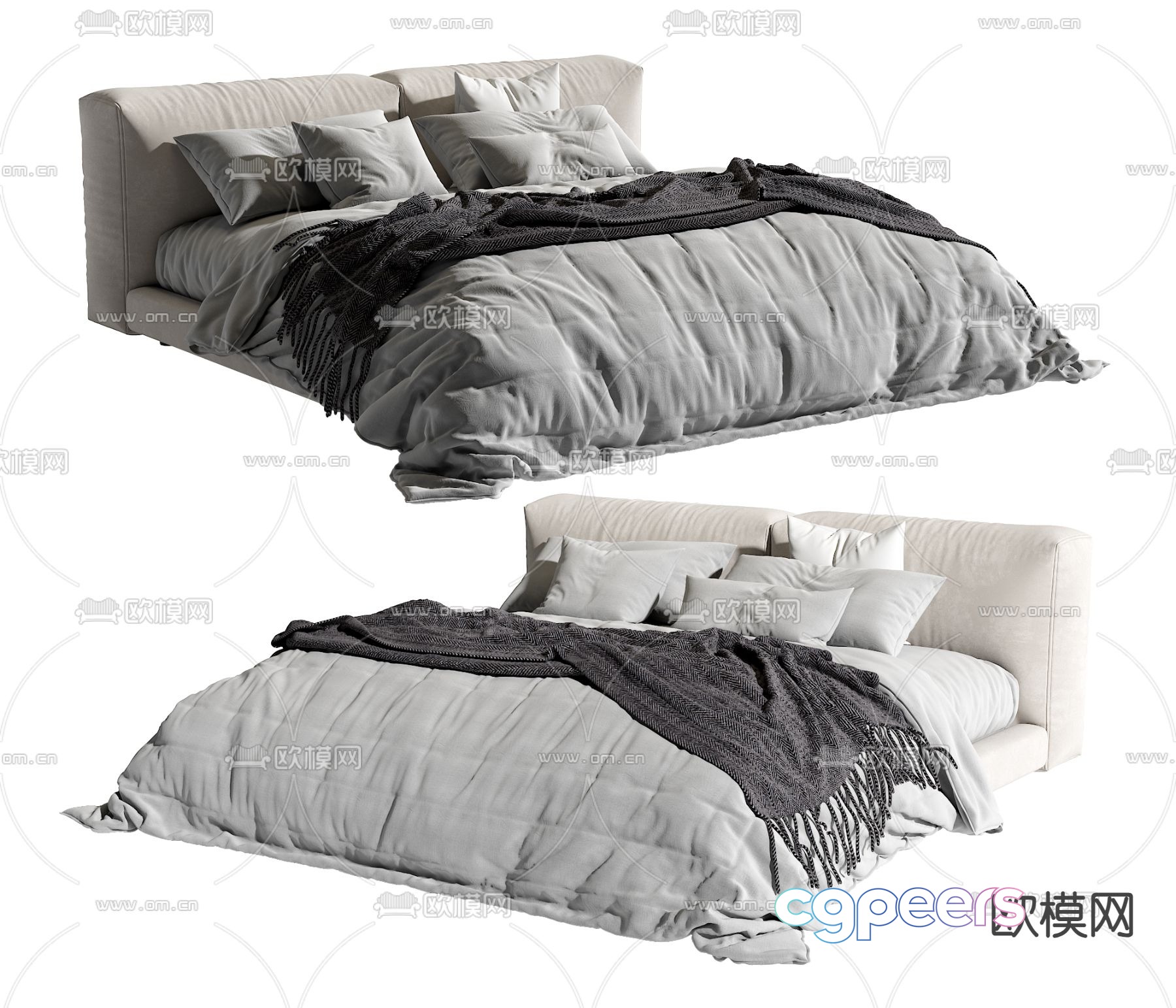 Modern double bed 3d model Modern double bed 3d model