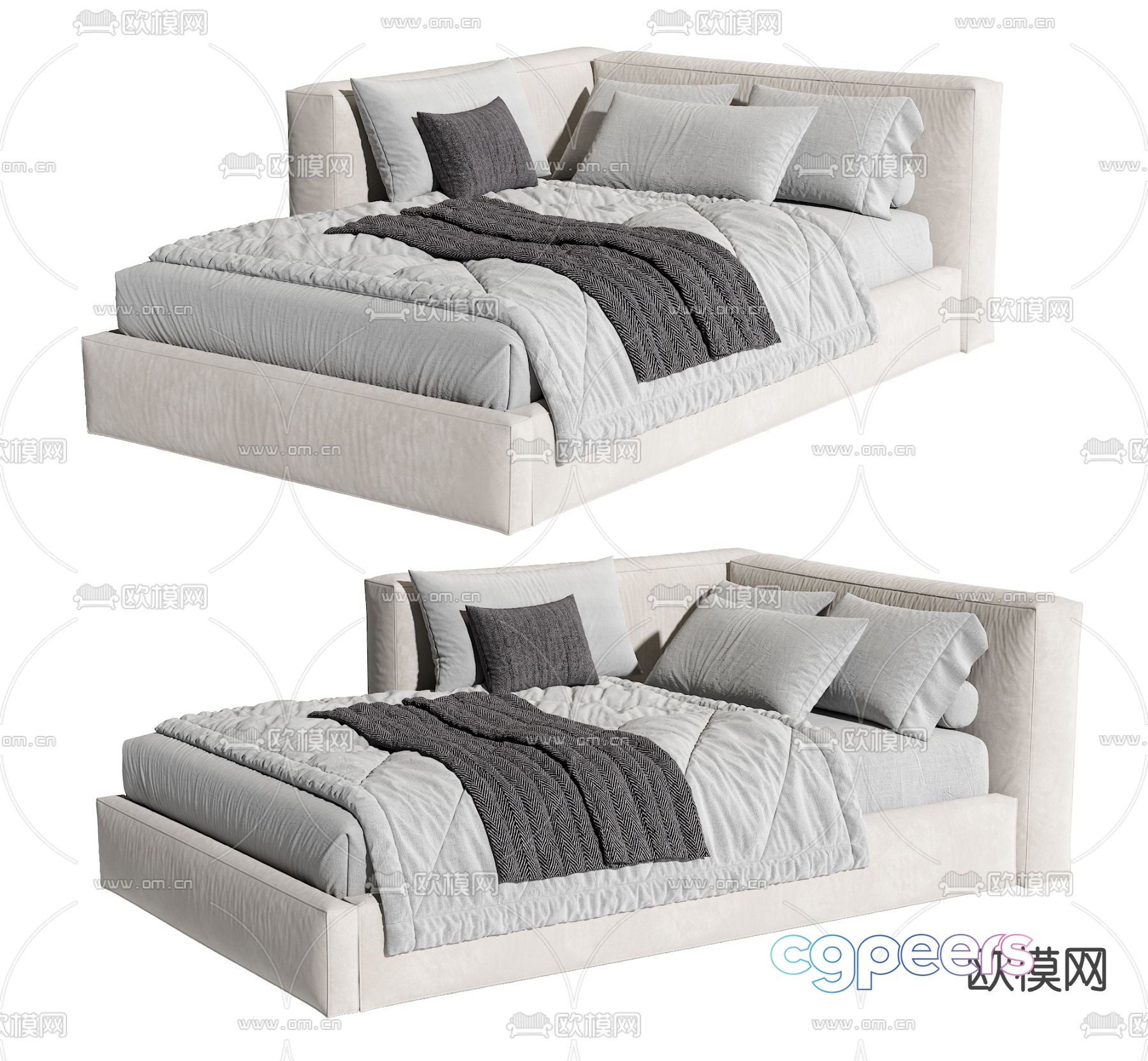 Modern single bed 3d model Modern single bed 3d model