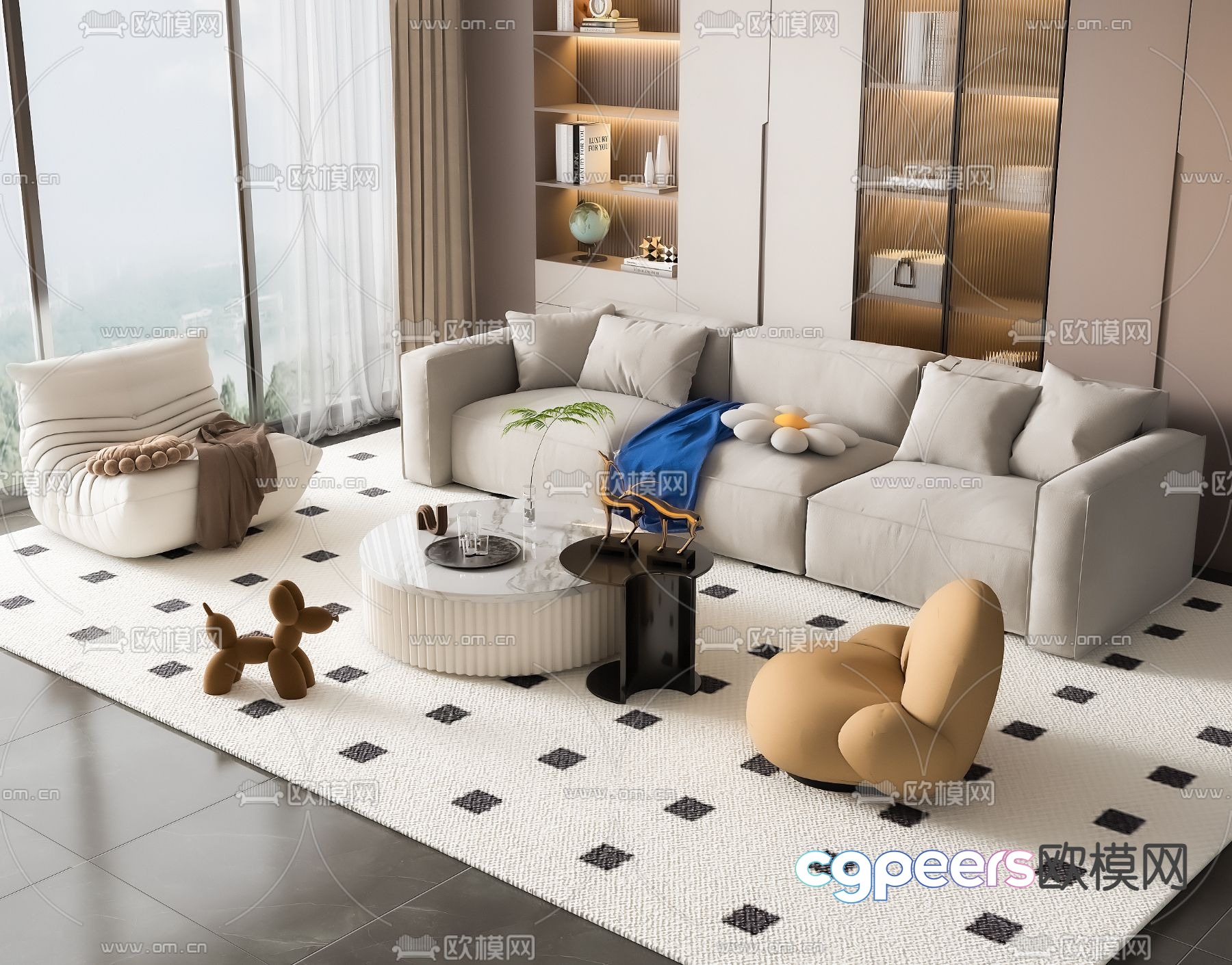 Modern sofa set 3d model Modern sofa set 3d model