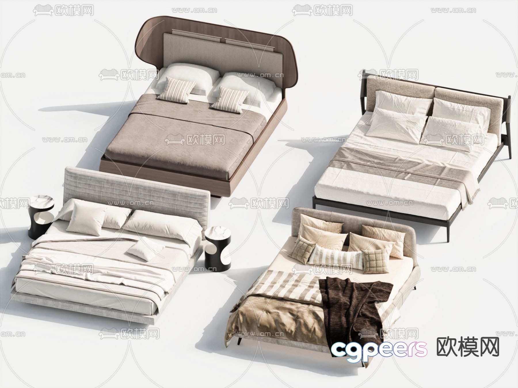 Modern double bed 3d model Modern double bed 3d model