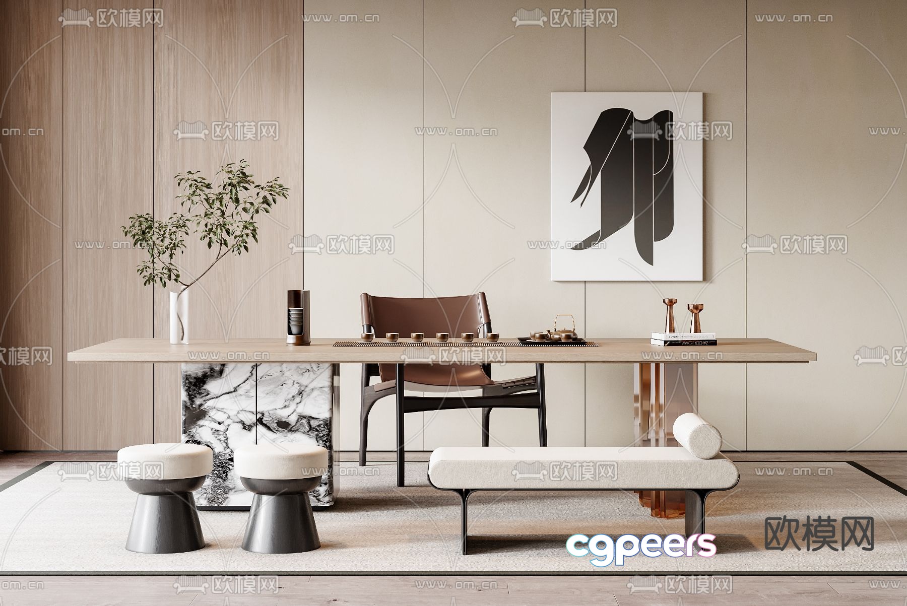 New Chinese style tea table tea table 3d model New Chinese style tea table tea table 3d model