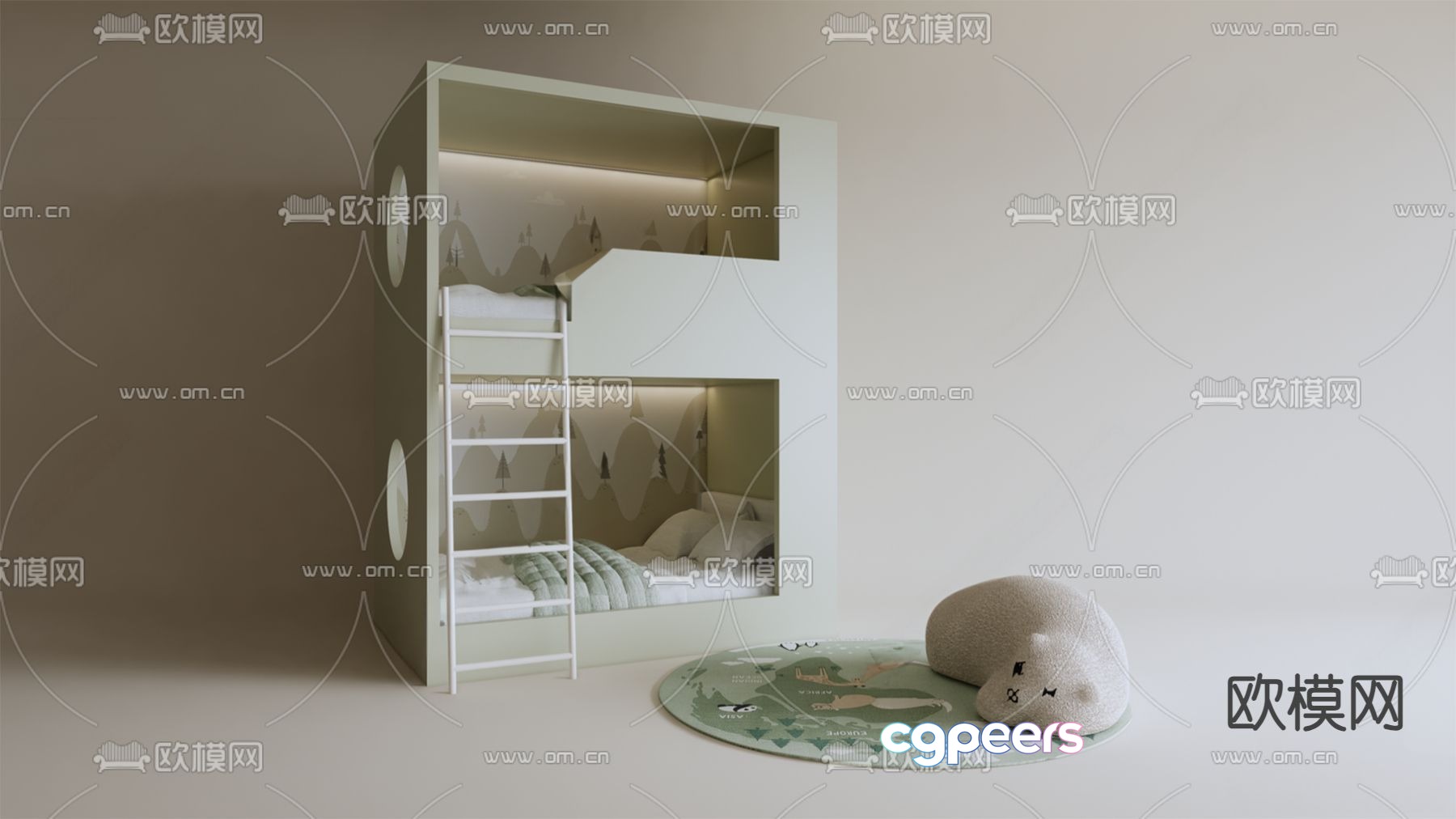 Modern bunk bed bunk bed 3d model Modern bunk bed bunk bed 3d model