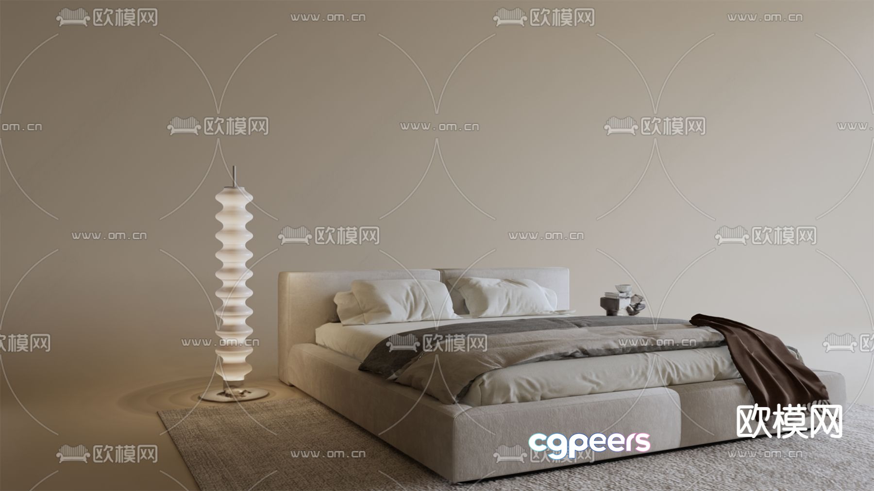 Modern double bed 3d model Modern double bed 3d model