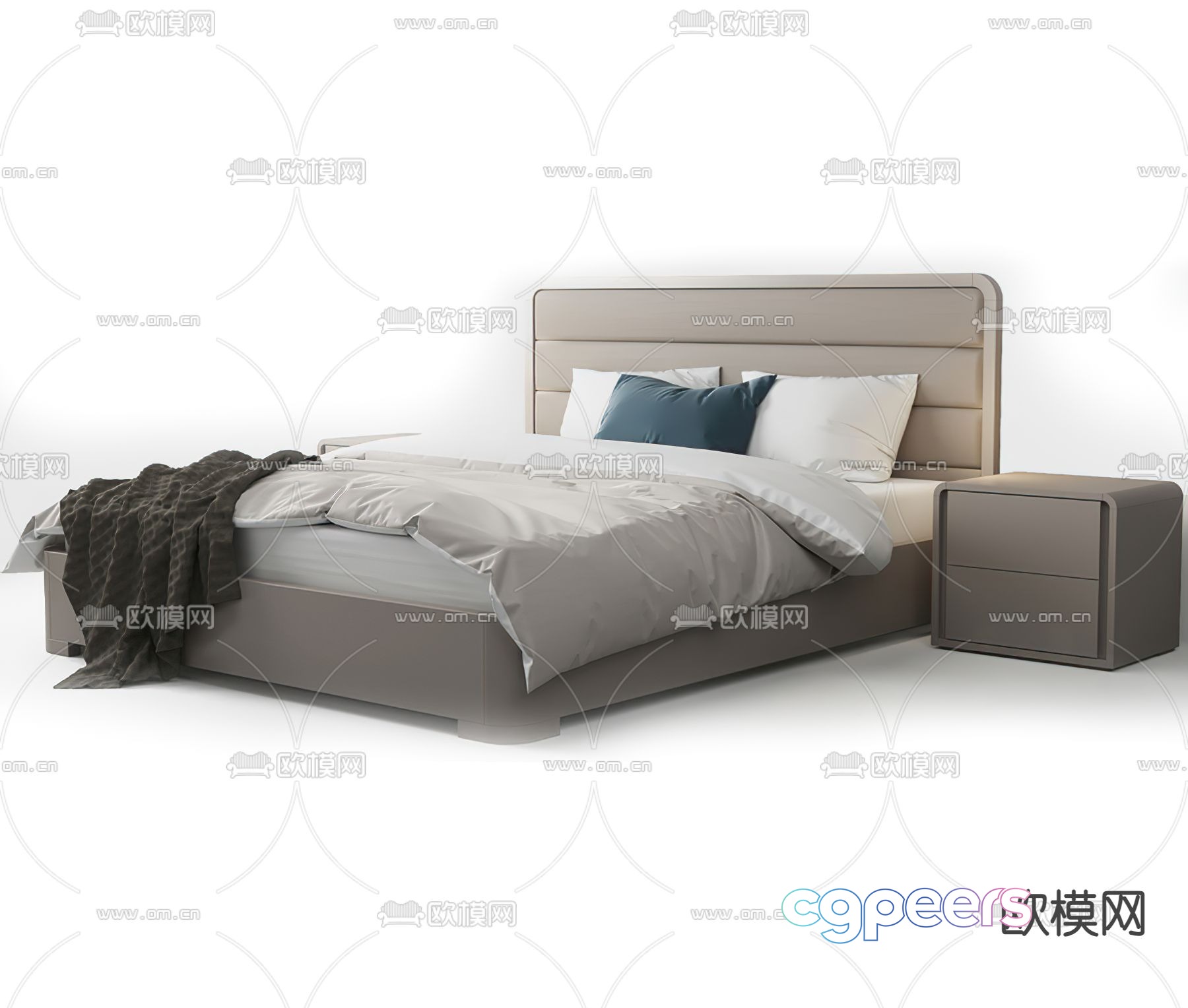 Leather double bed 3d model Leather double bed 3d model