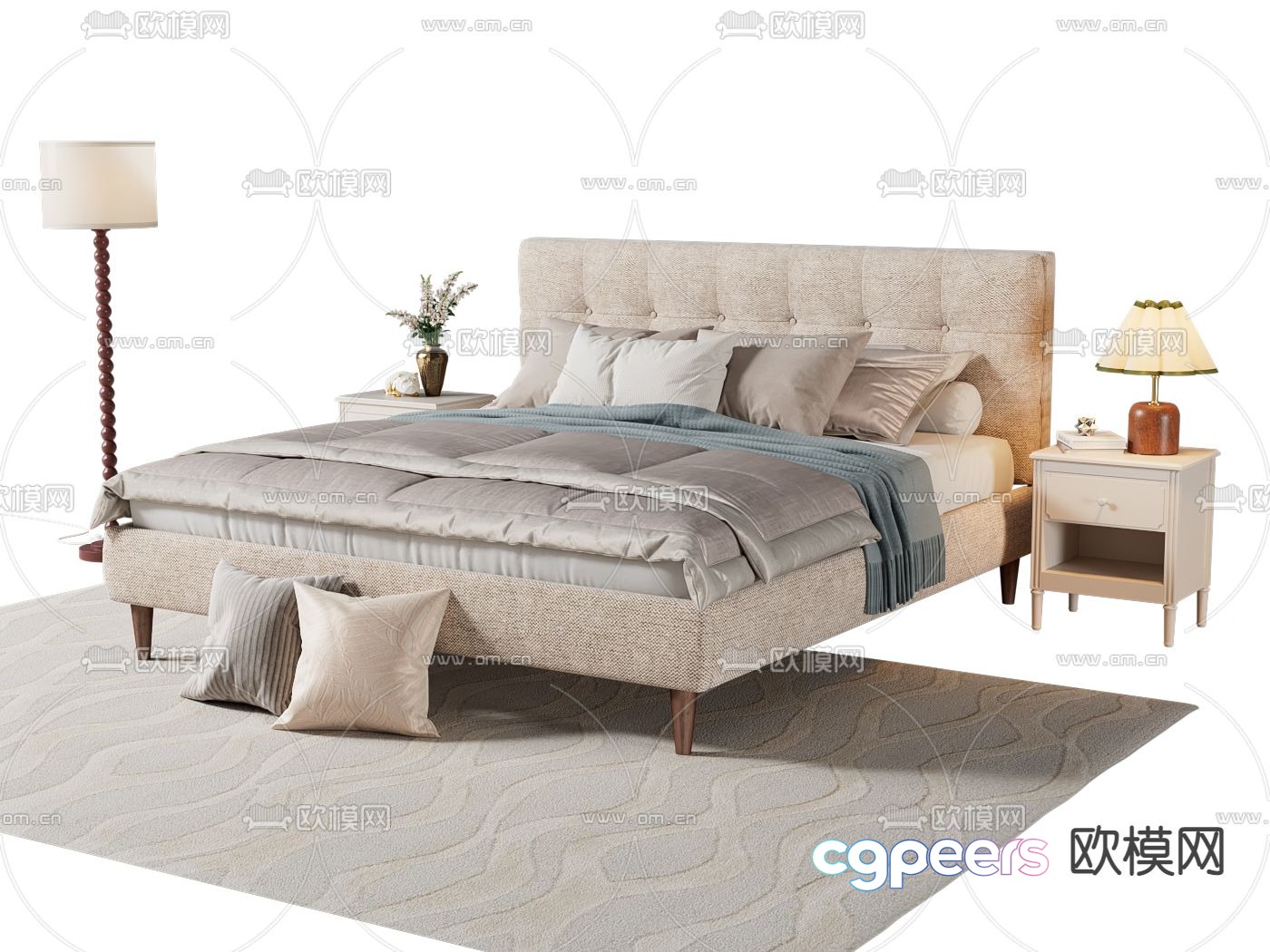 American soft bed double bed 3d model American soft bed double bed 3d model