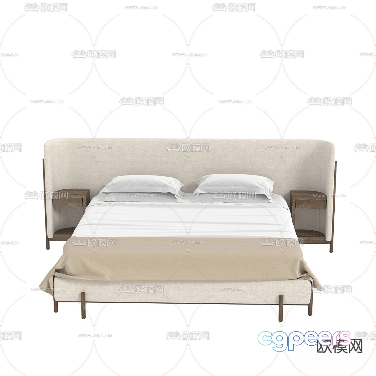 Modern double bed 3d model Modern double bed 3d model