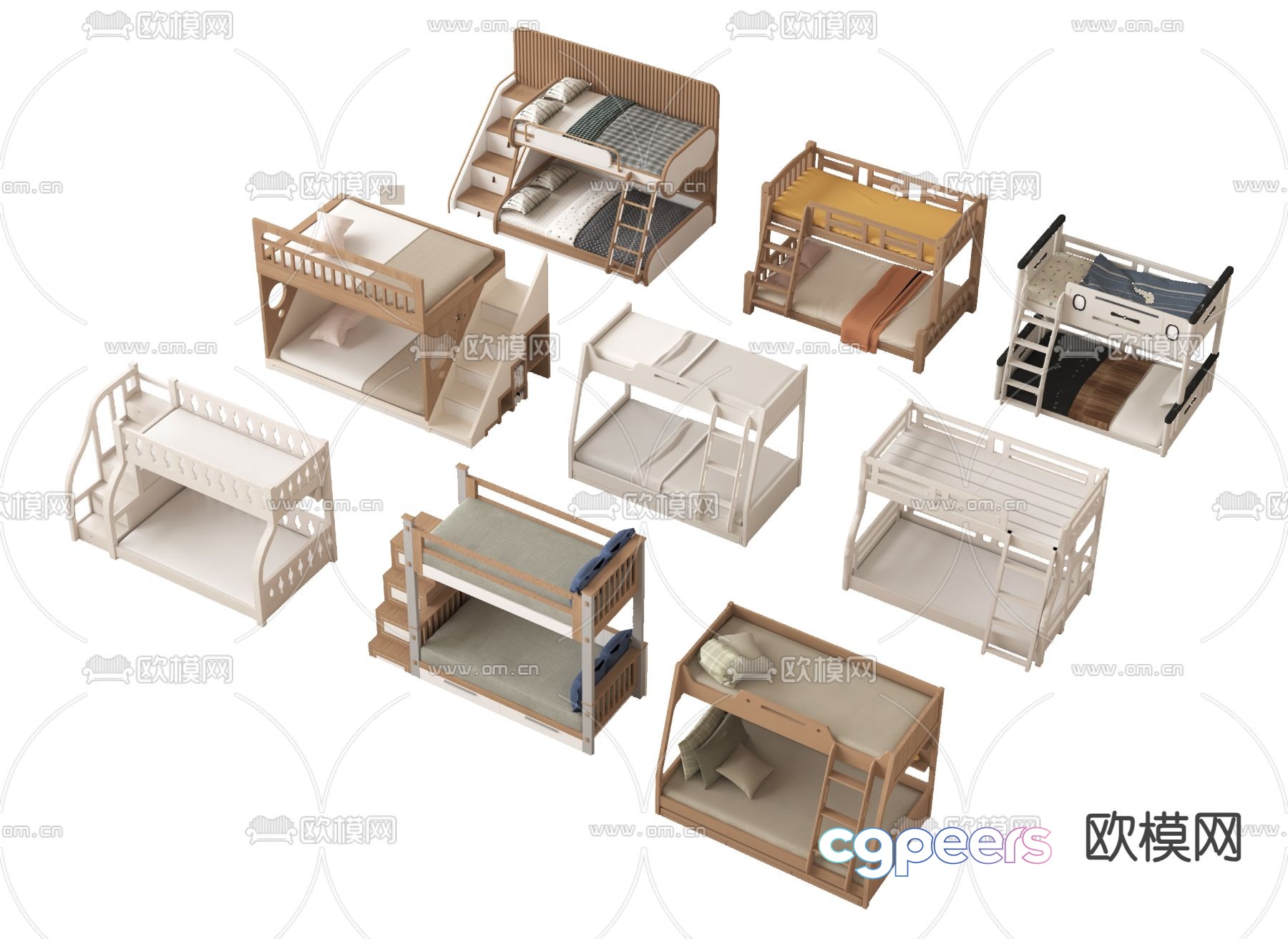 Modern bunk bed bunk bed 3d model Modern bunk bed bunk bed 3d model