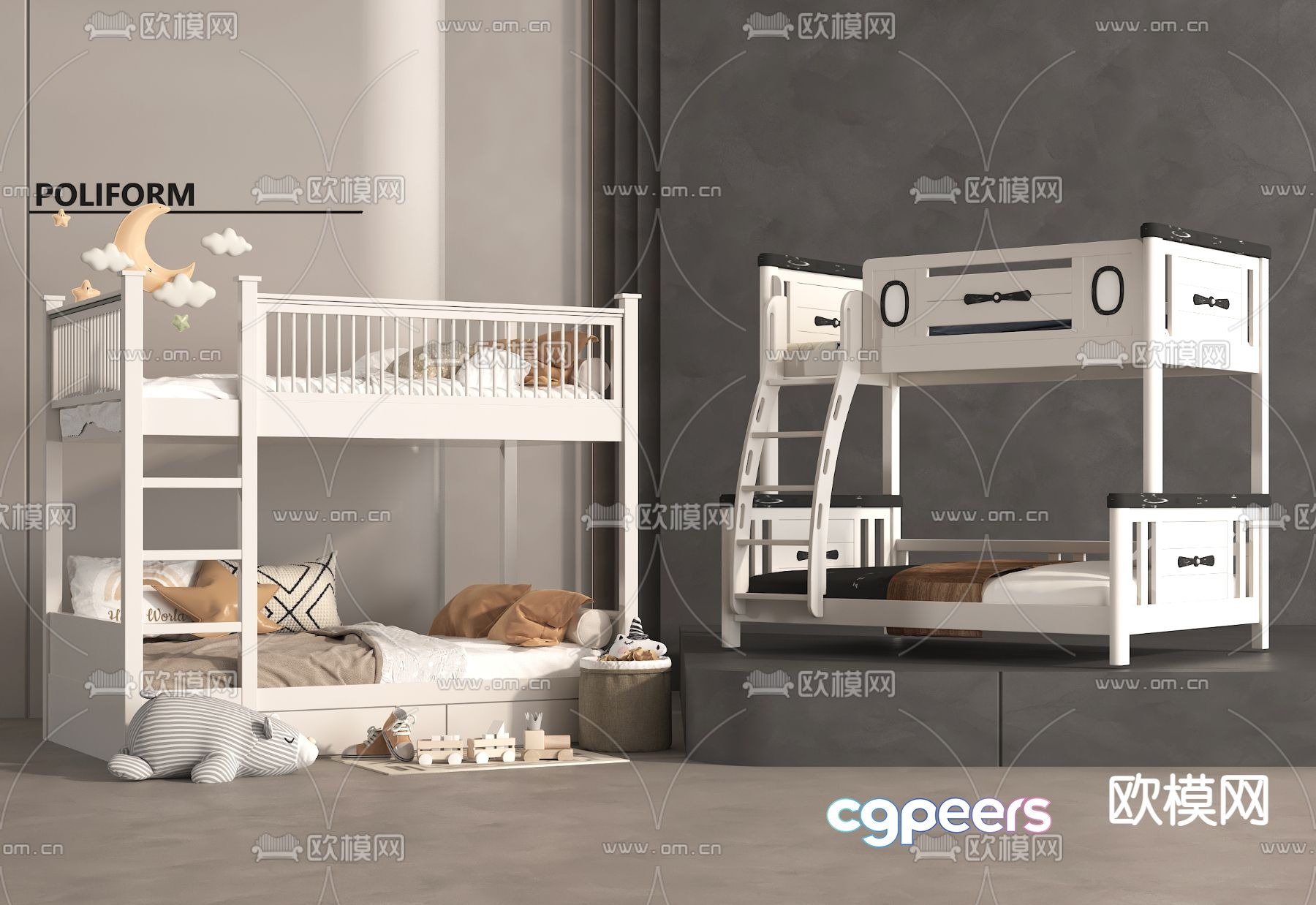 Modern bunk bed bunk bed 3d model Modern bunk bed bunk bed 3d model