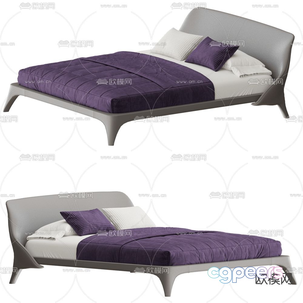 Nice modern double bed 3d model Nice modern double bed 3d model