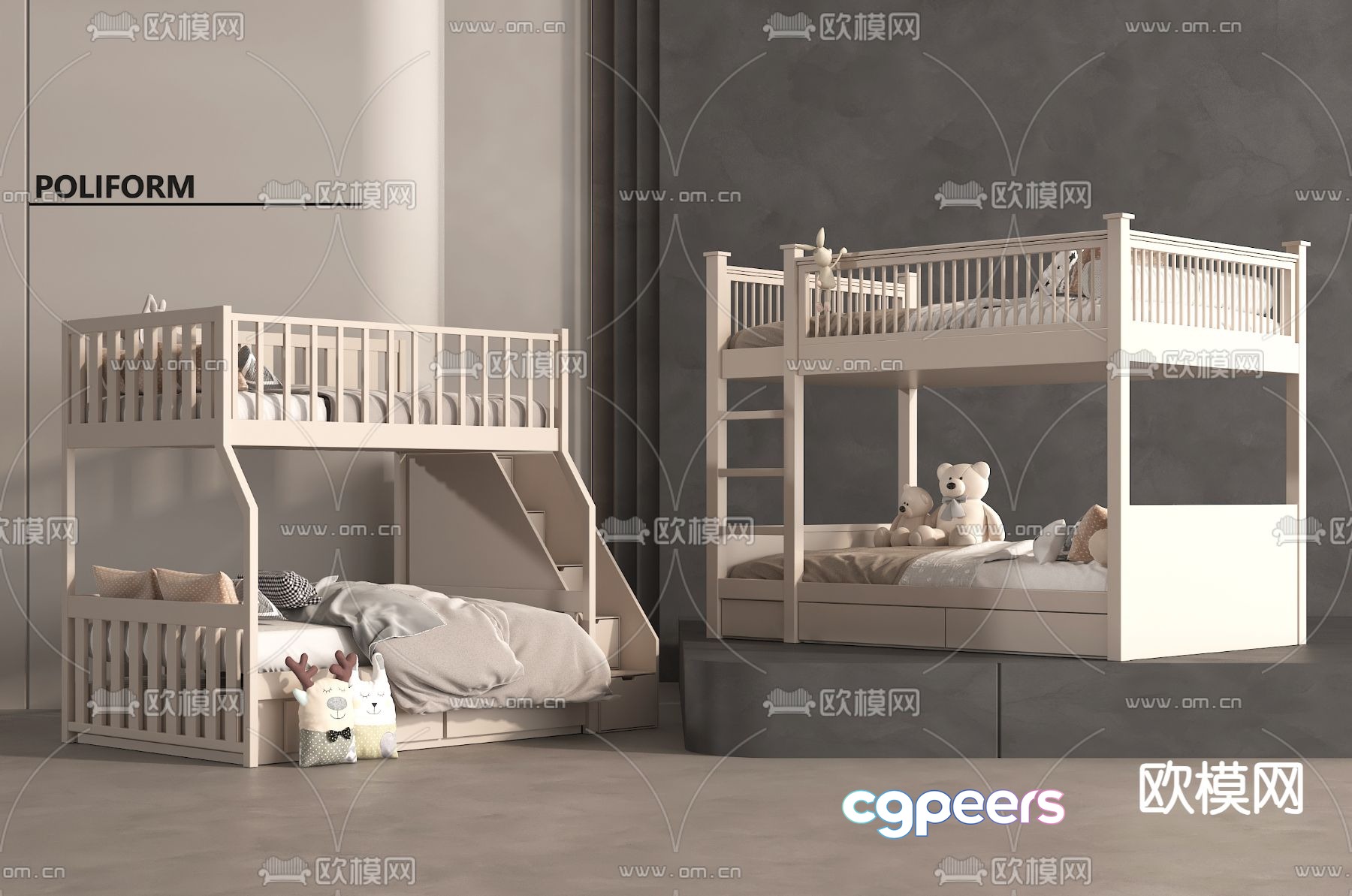 Modern bunk bed bunk bed 3d model Modern bunk bed bunk bed 3d model