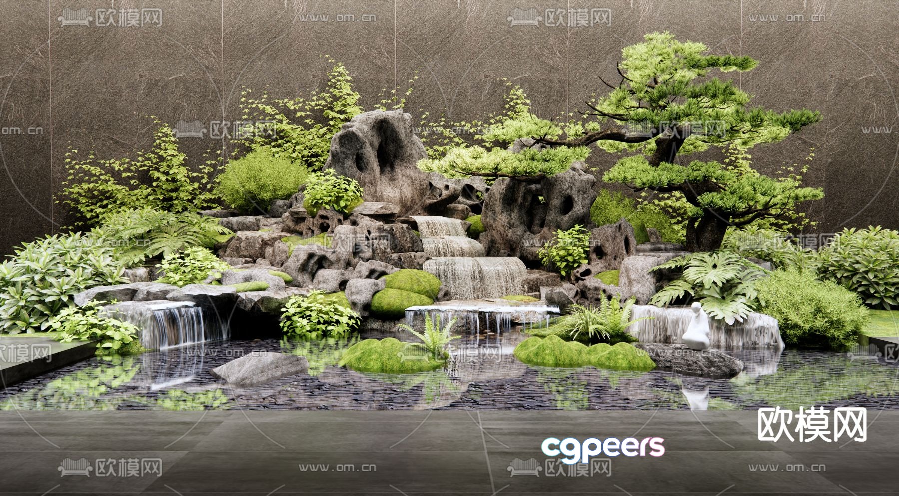 New Chinese style indoor landscaping 3d model New Chinese style indoor landscaping 3d model