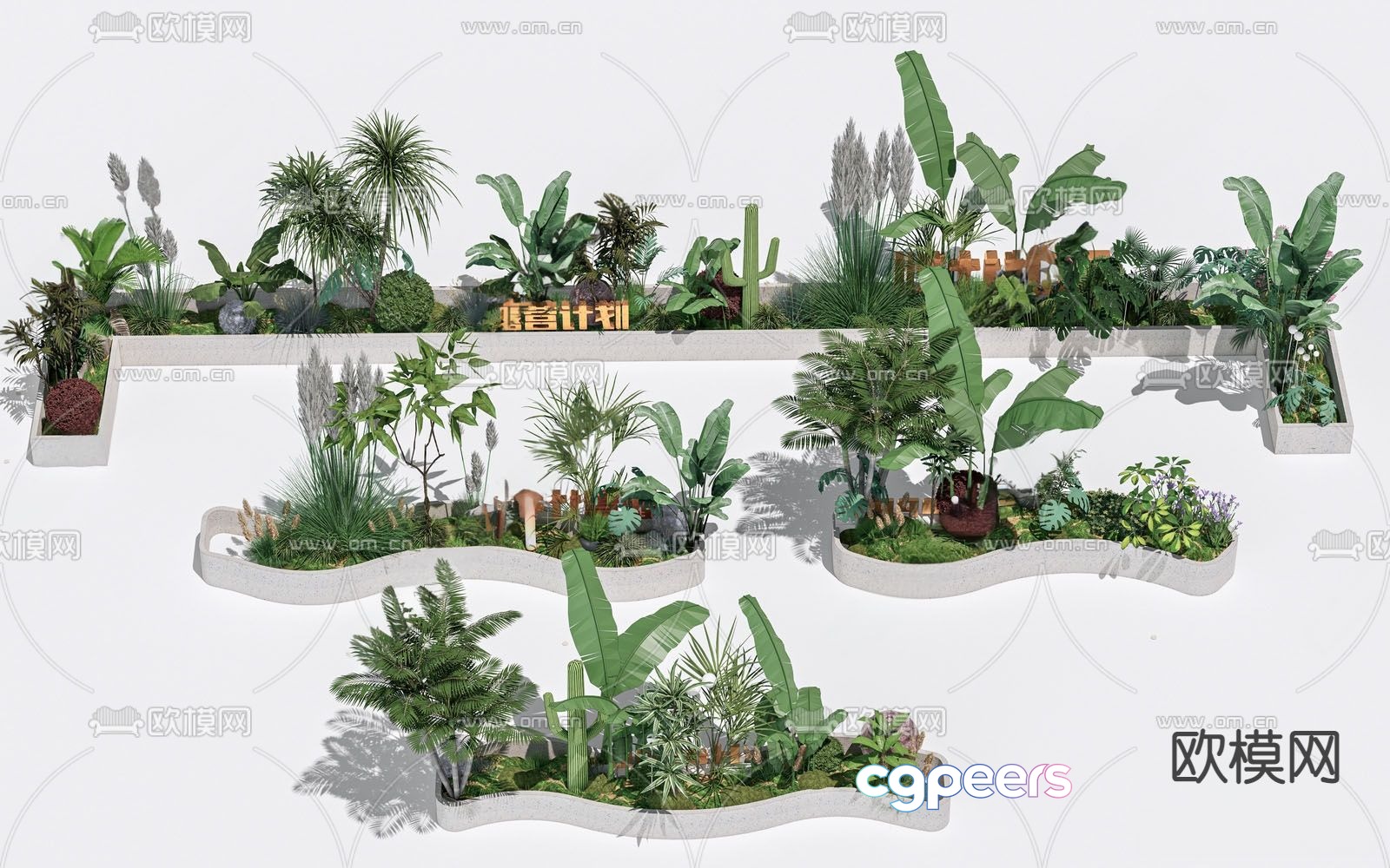 Outdoor flower pond landscape plants 3d model Outdoor flower pond landscape plants 3d model