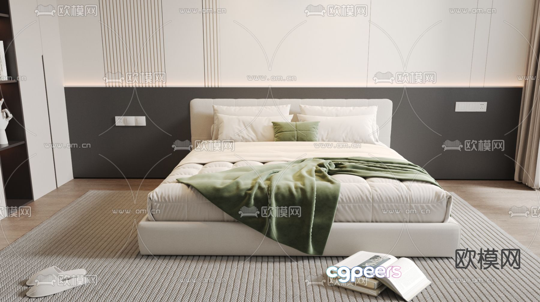 Modern double bed 3d model Modern double bed 3d model