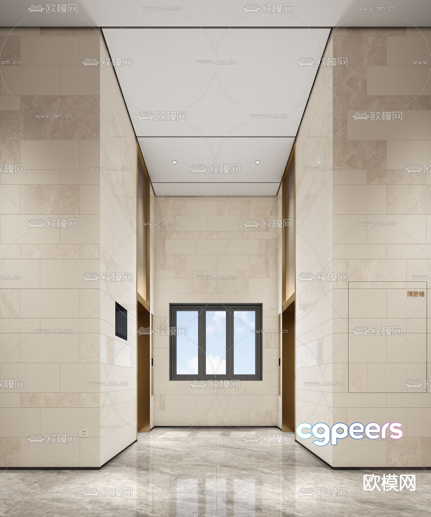 Modern elevator hall 3d model Modern elevator hall 3d model